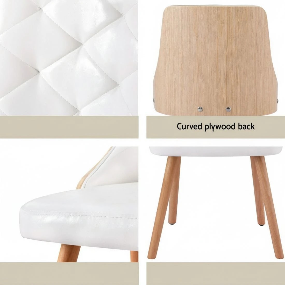 5 1 Set of 2 Artiss Dining Chairs  PU - White, 5 of 5