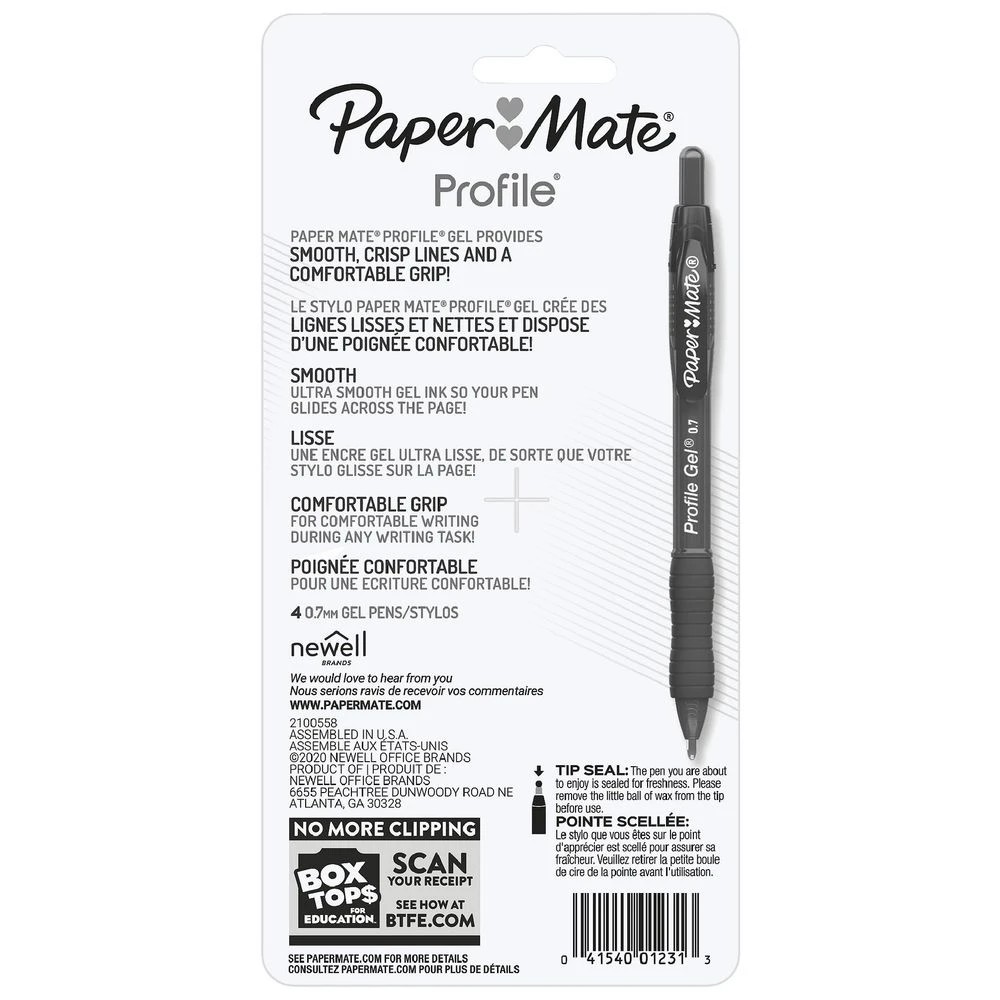 4 Paper Mate Profile Gel Pens 0.7mm Blue 4 Pack, 4 of 4