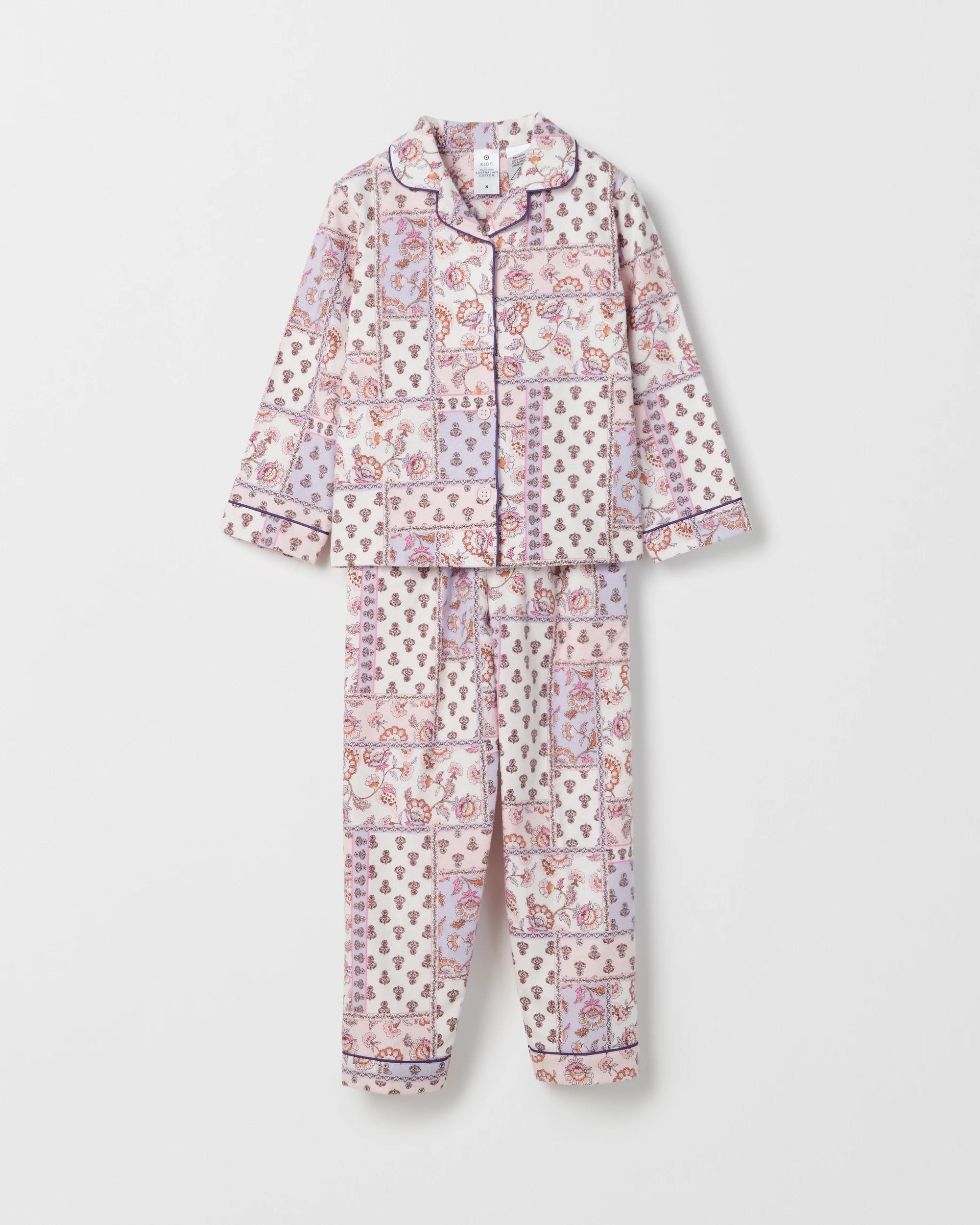 1 Target Kids Australian Cotton Younger Girls Flannelette Pyjama Set PAISLEY, 1 of 3