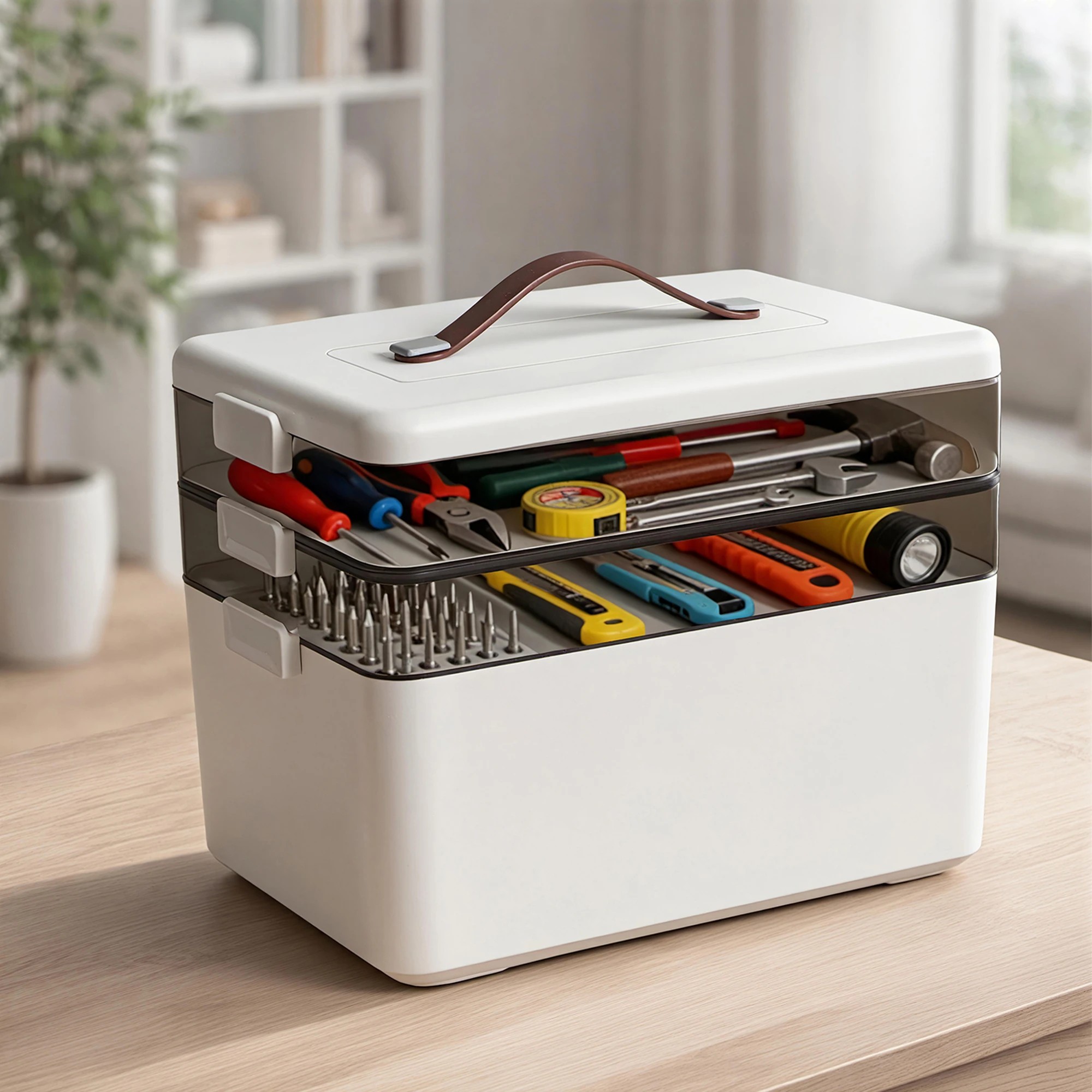 7 Levede 3-Tier Medicine Storage Box With Leather Handle, 7 of 9