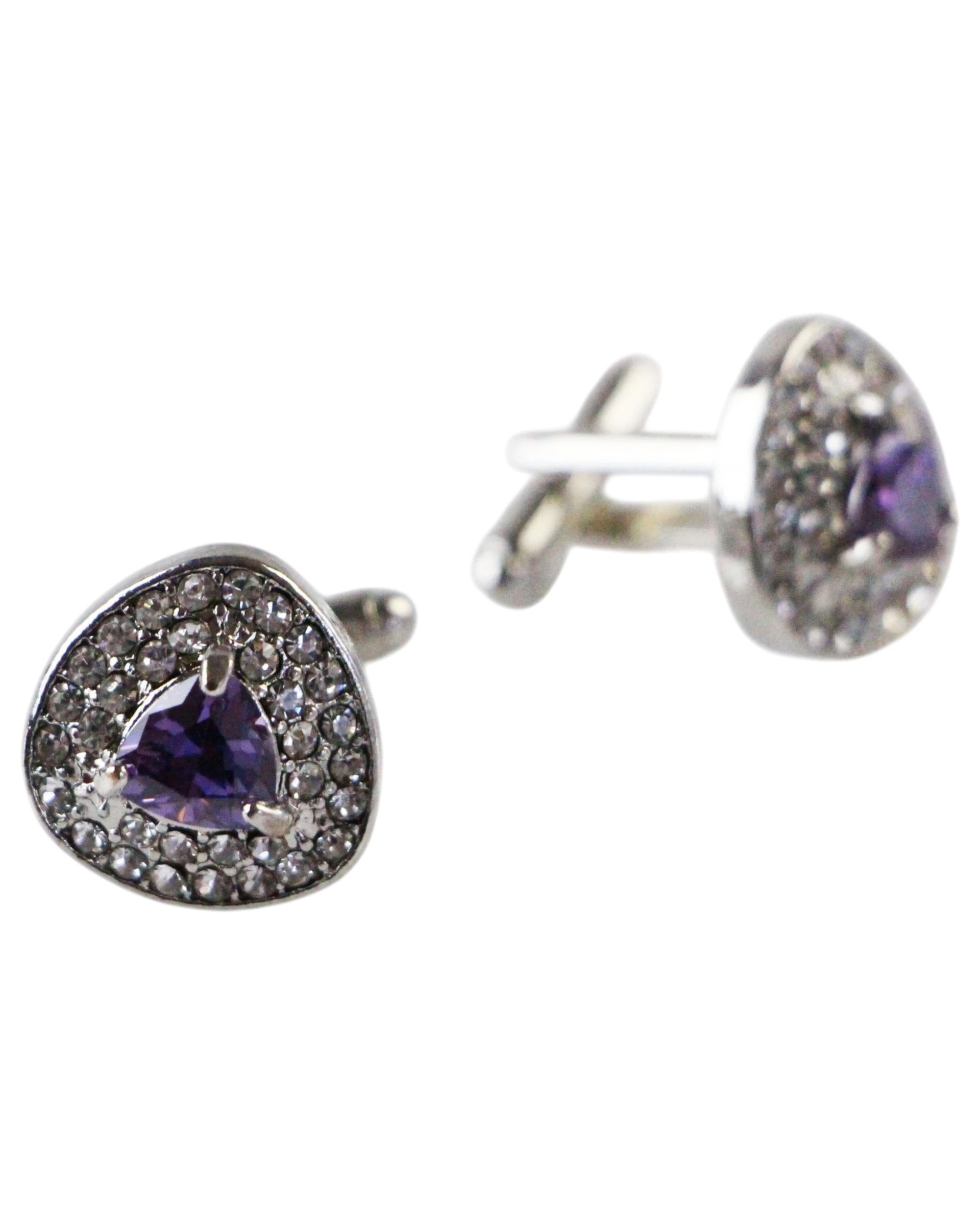 1 Zasel Mens Silver Reuleaux Triangle Purple Diamond Cufflinks - Multi - Multi, 1 of 1