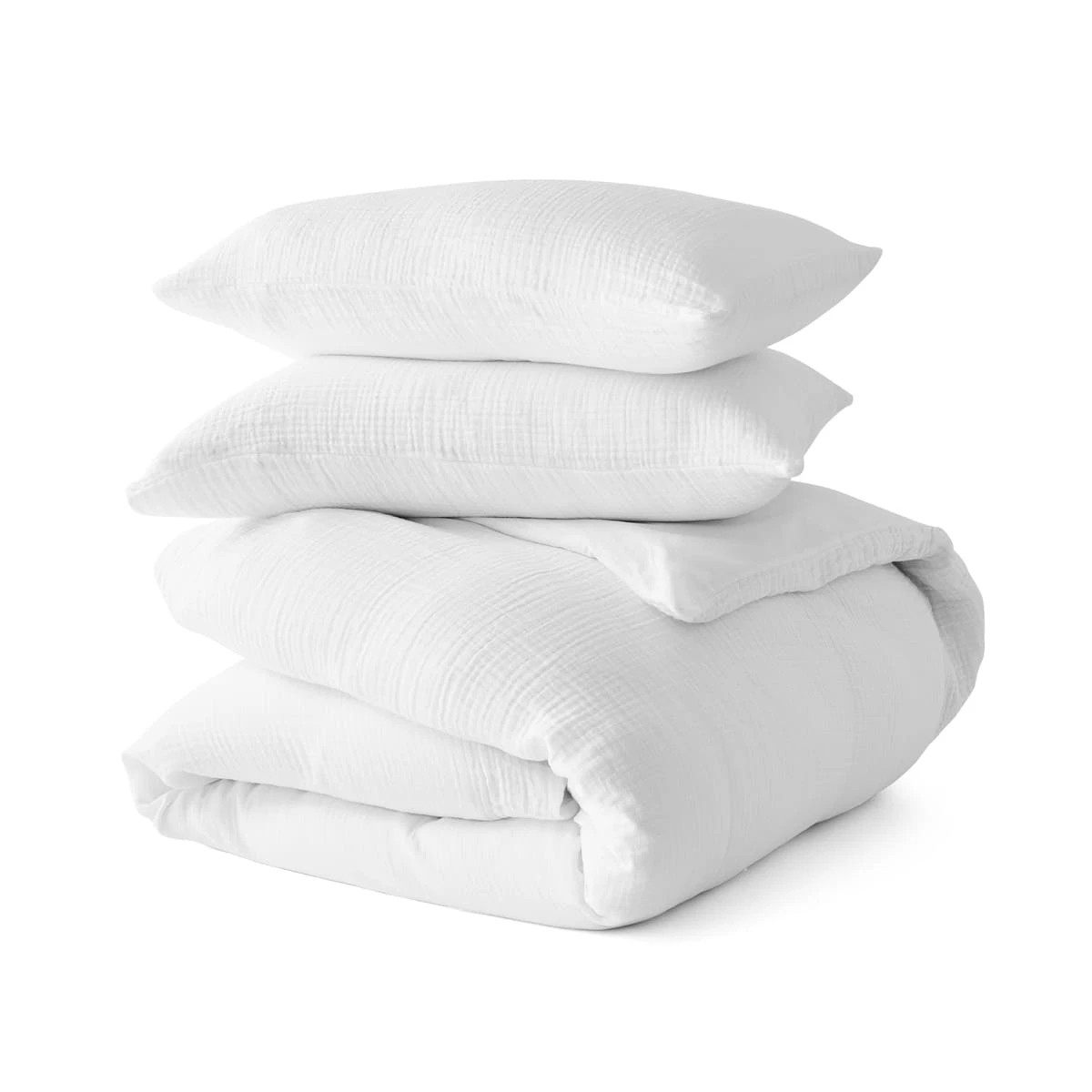 5 Muslin Cotton Quilt Cover Set - Super King Bed, White, 5 of 6