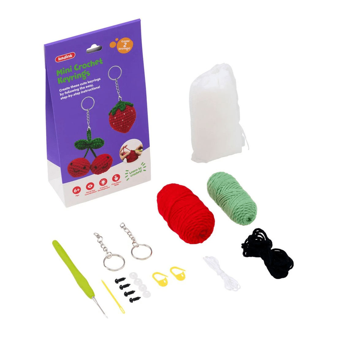 3 Kadink Crochet Key Rings Kit Cherry and Strawberry 2 Pack, 3 of 10