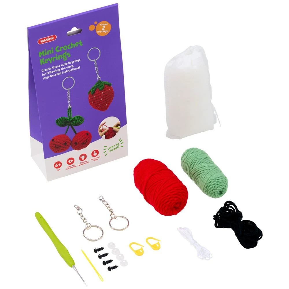 3 Kadink Crochet Key Rings Kit Cherry and Strawberry 2 Pack, 3 of 10