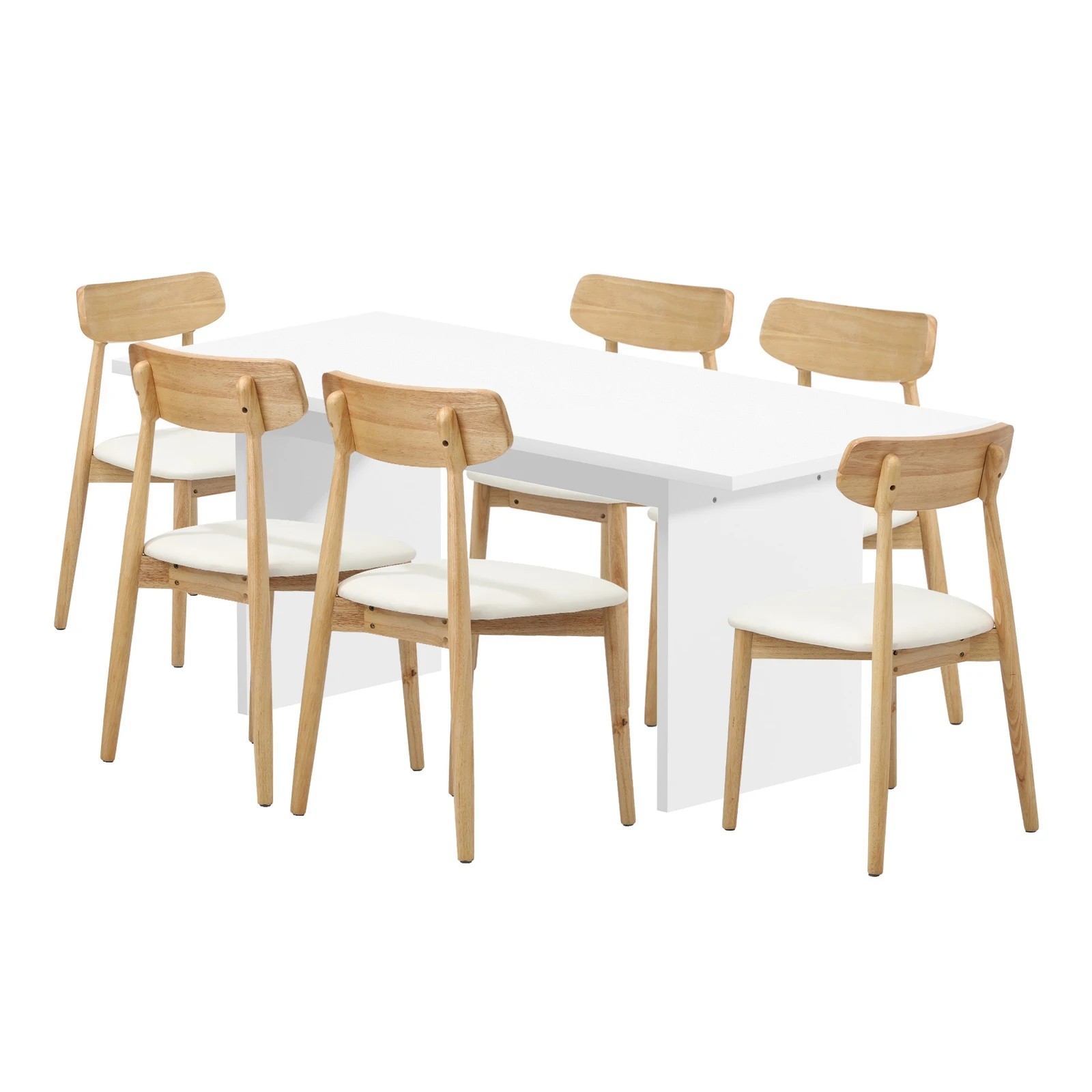 7 Oikiture 6-Seater Dining Table and Chairs Wooden Furniture Set - Multi, 7 of 9