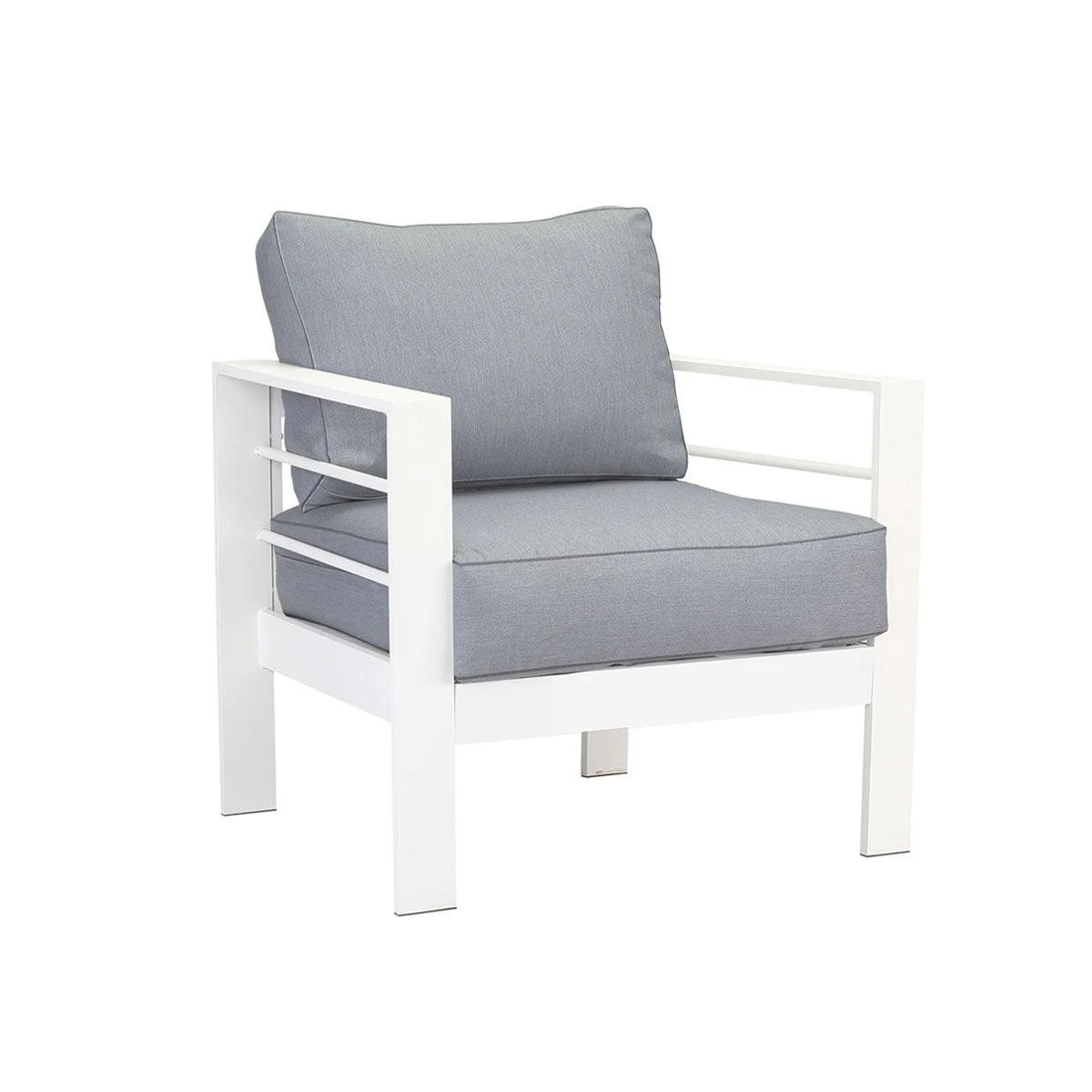 6 Moda Living Paris 4 Piece White Aluminium Sofa Lounge Set - Grey Cushion - White, 6 of 9