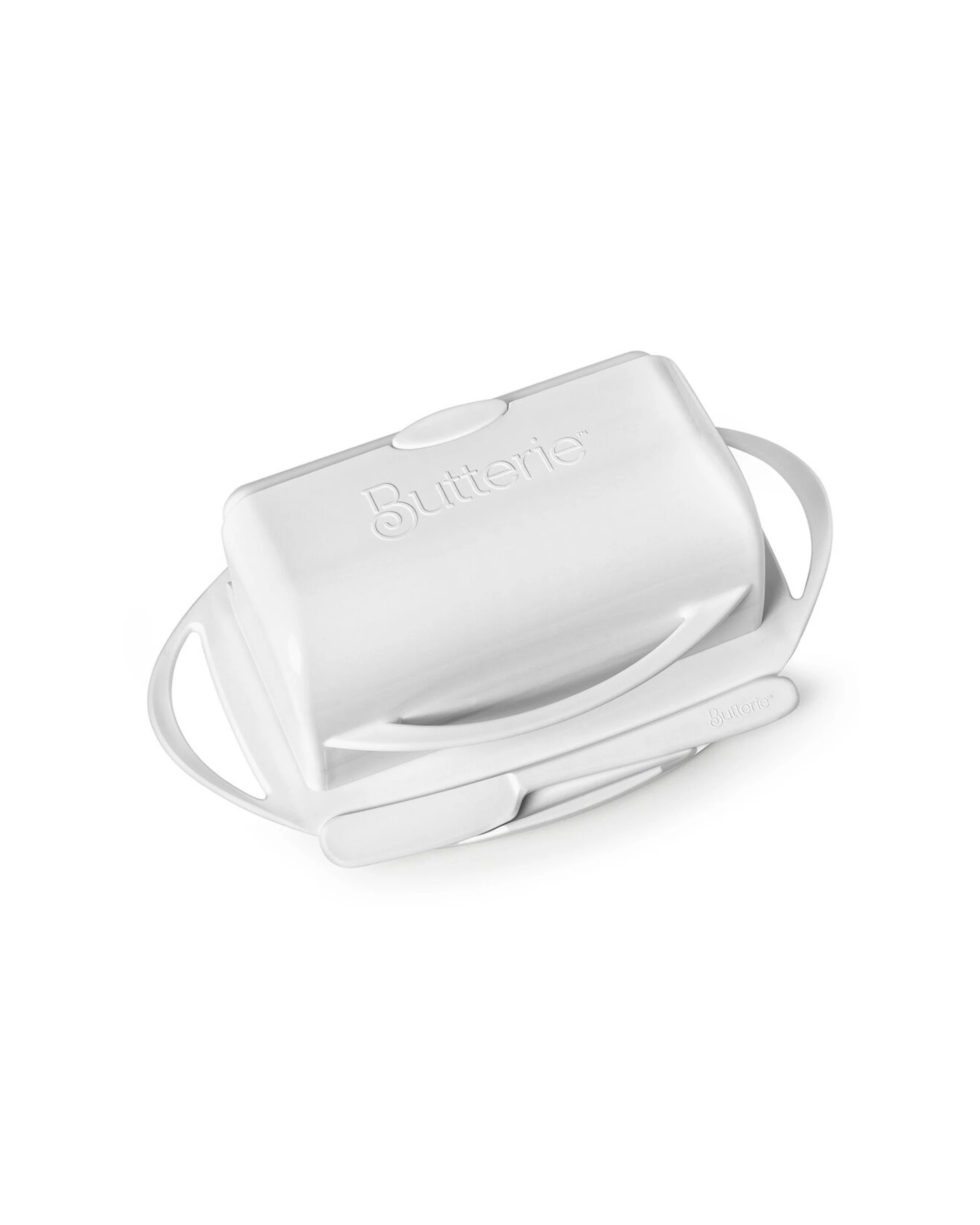 2 Butterie Flip Top Plastic Butter Dish With Spreader 250g Capacity - White, 2 of 7
