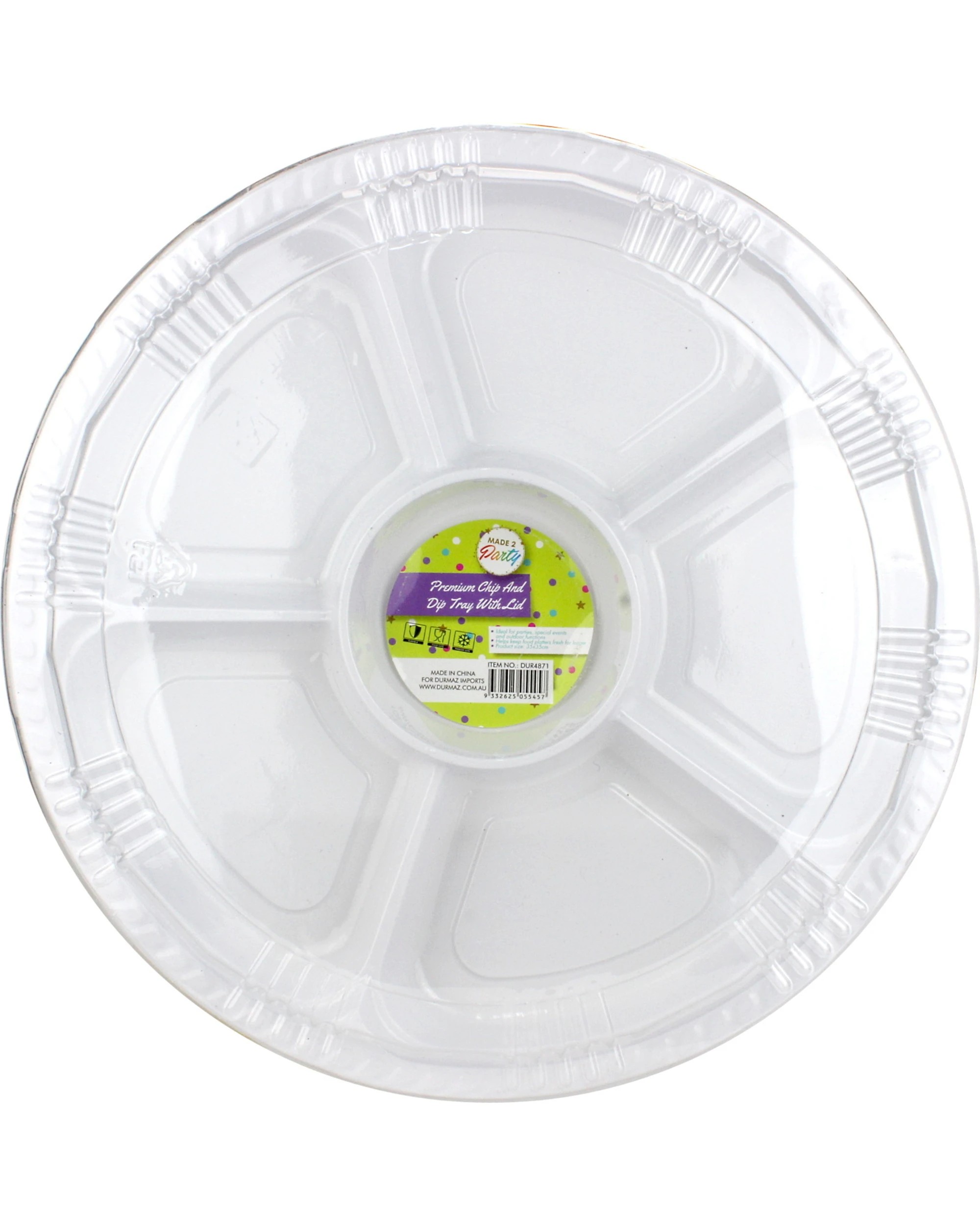 2 Durmaz Plastic Chip and Dip Platter with Lid 5 Section - White, 2 of 2