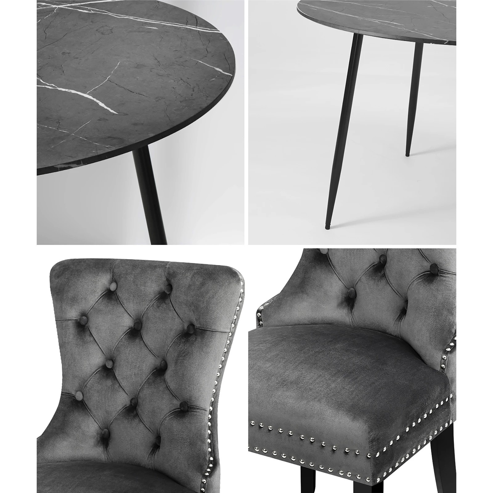 5 Oikiture 110cm Round Dining Table With 4pcs Dining Chairs Velvet
 - Multi, 5 of 10