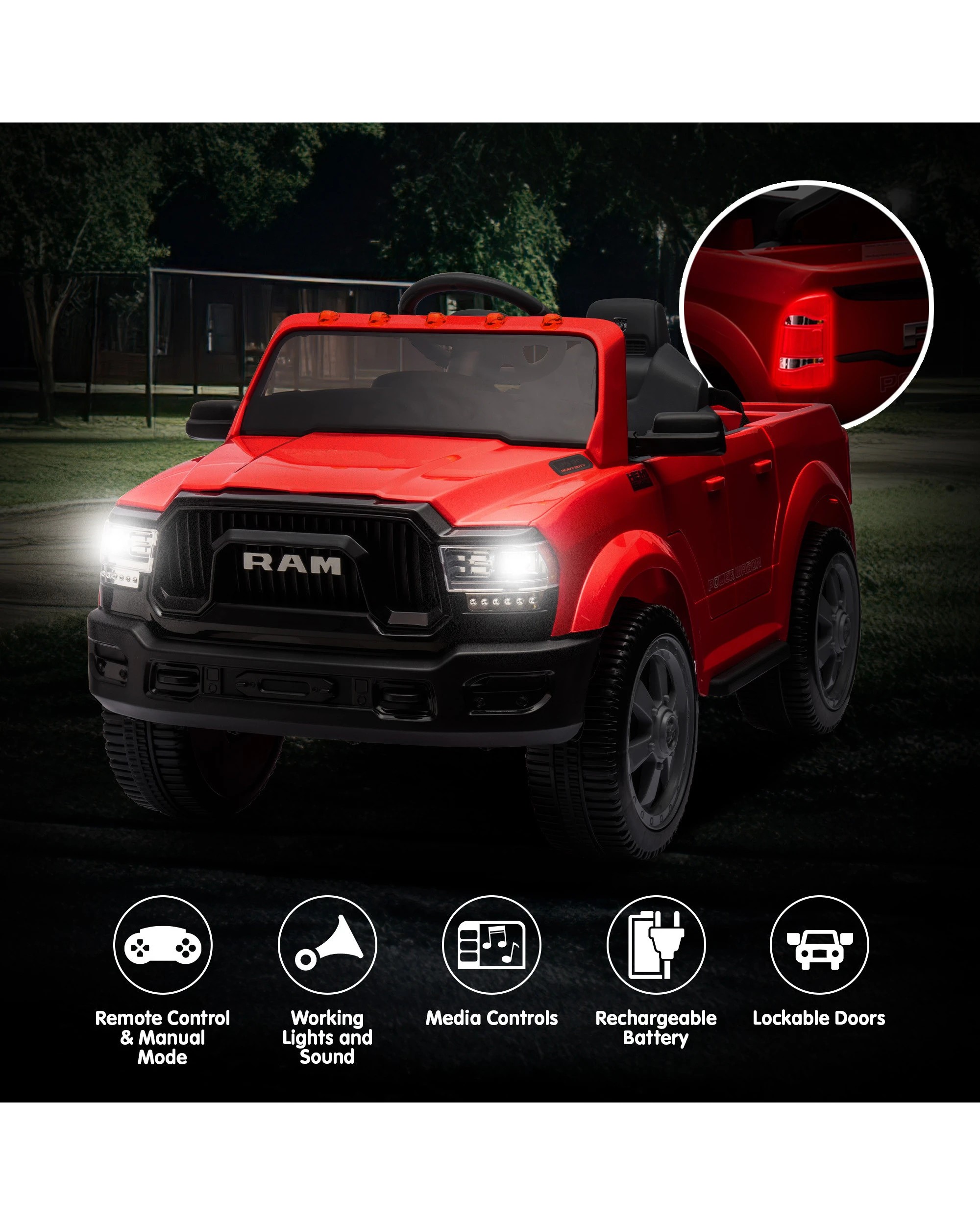 4 Kahuna Dodge RAM Electric Ride On Car in Red, 4 of 9