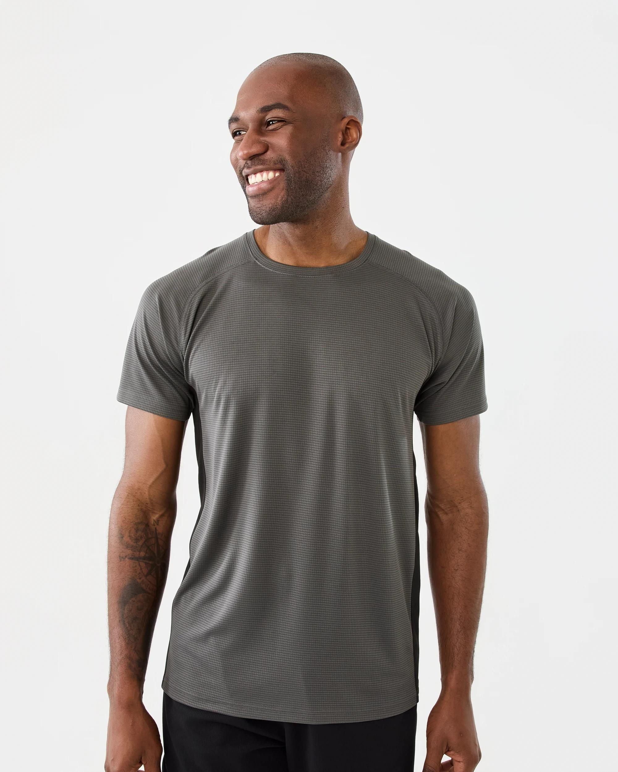 1 Active Mens Performance T-shirt Dgrey/blk, 1 of 7