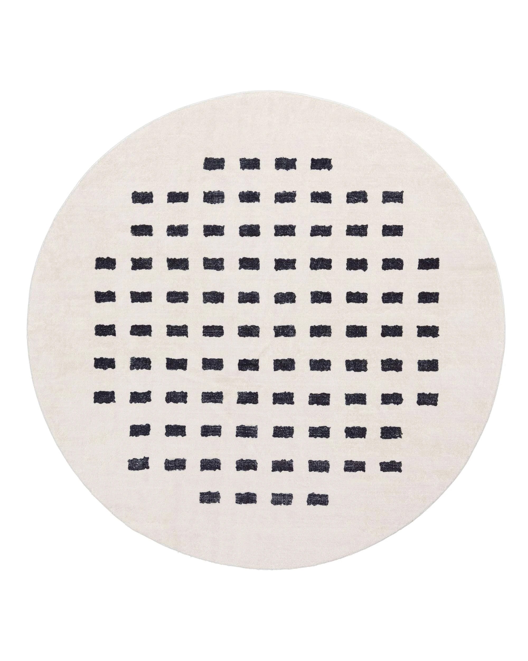 1 Loopsie Taber Rectangles Washable Round Rug-200cm x 200cm - White, 1 of 5