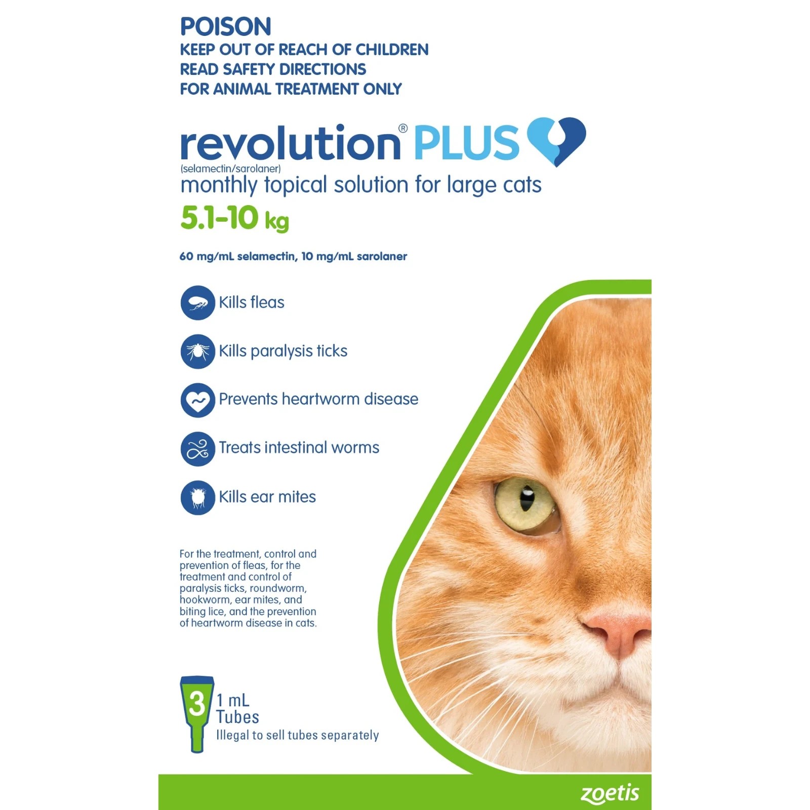 1 Revolution Plus For Cats 5.1-10kg - 3 Pack, 1 of 2