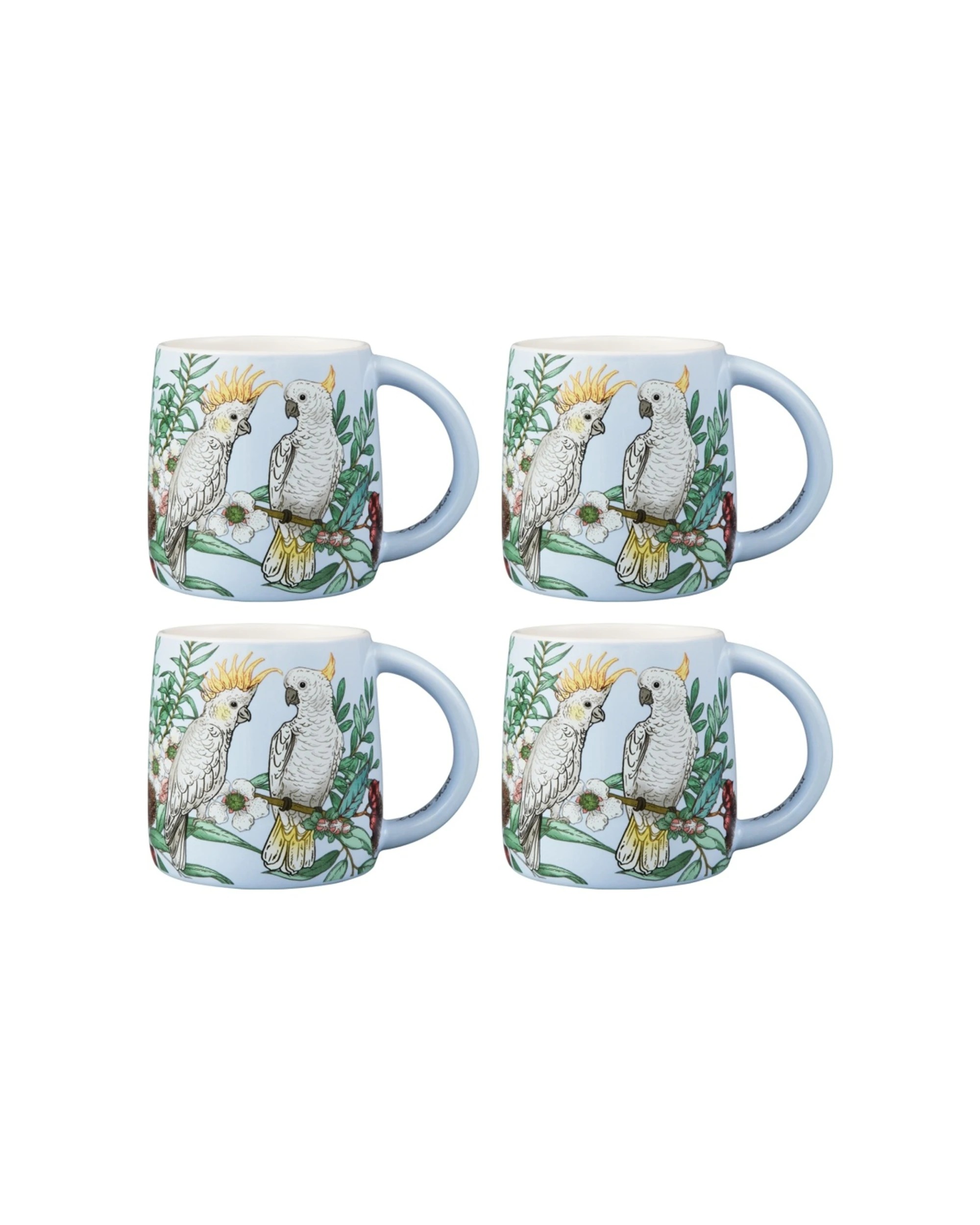 1 Maxwell & Williams 4x Eloise Short Native Grace Mug Set 350ml Crested Cockatoo - Multi, 1 of 3