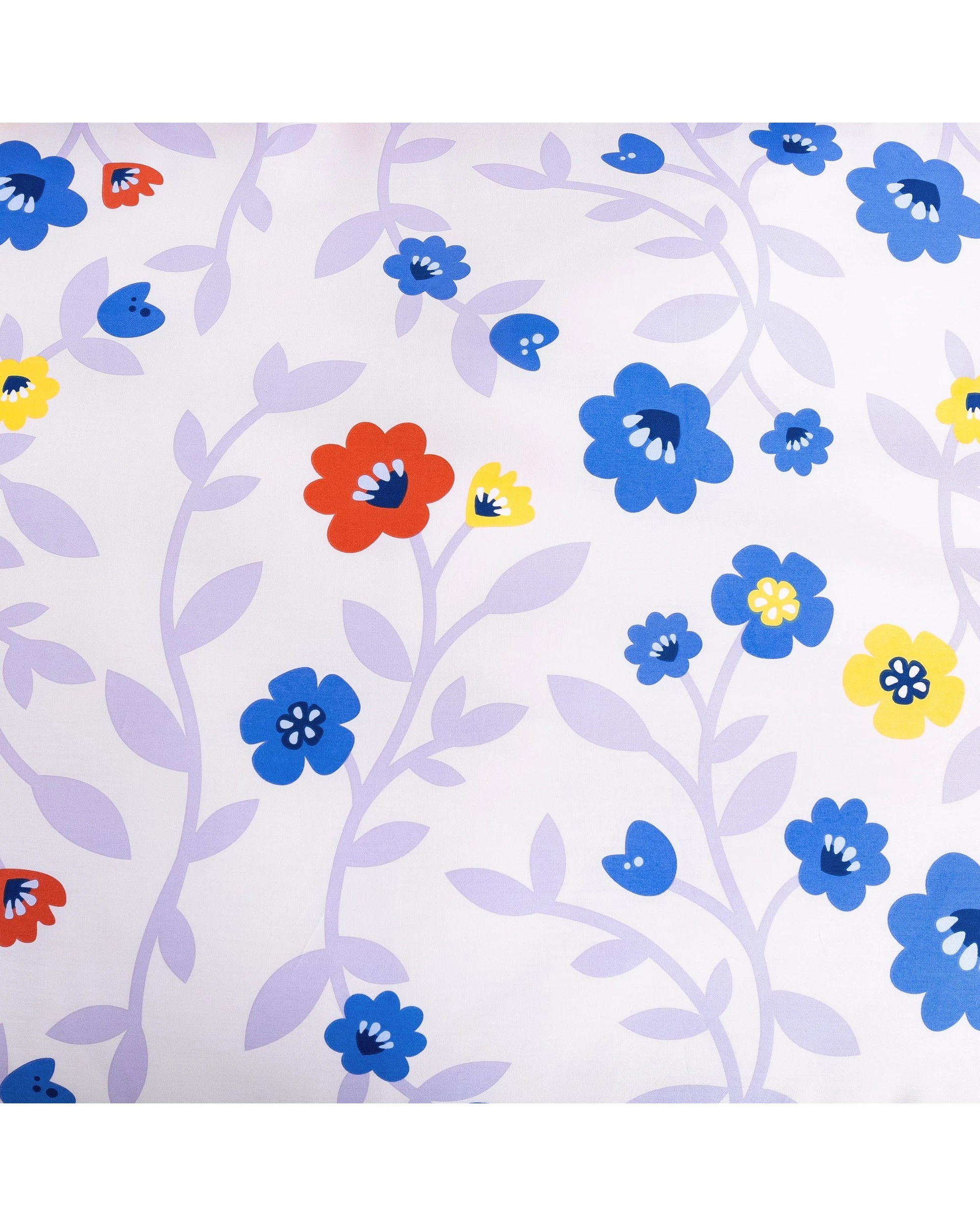 6 Dreamaker Summer 100% Cotton Quilt Cover Set - Queen Bed - Floral Blue, 6 of 7