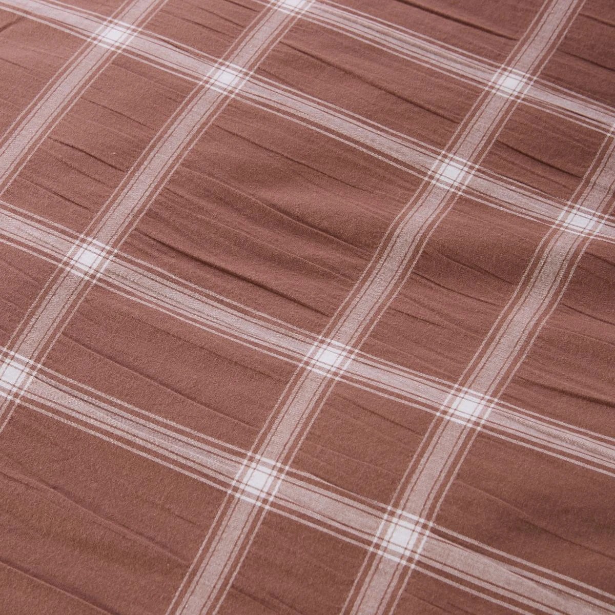 8 Check Cotton Reversible Quilt Cover Set - Queen Bed, Mocha, 8 of 9