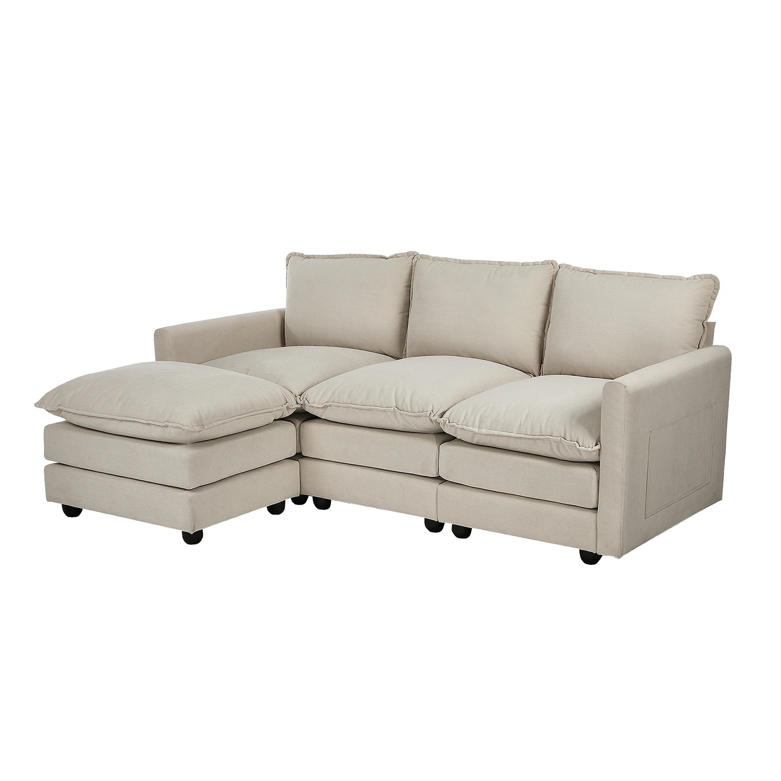 1 Oikiture Sofa Ottoman Set Modular Couch Lounge - Beige, 1 of 10