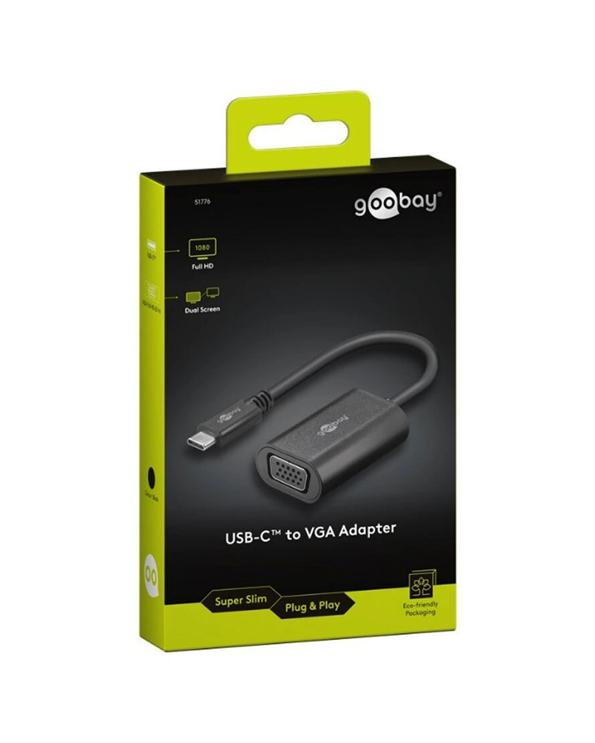3 Goobay 20cm USB-C to VGA Port Adapter Connector Cable For Computer/Laptop - Black, 3 of 3