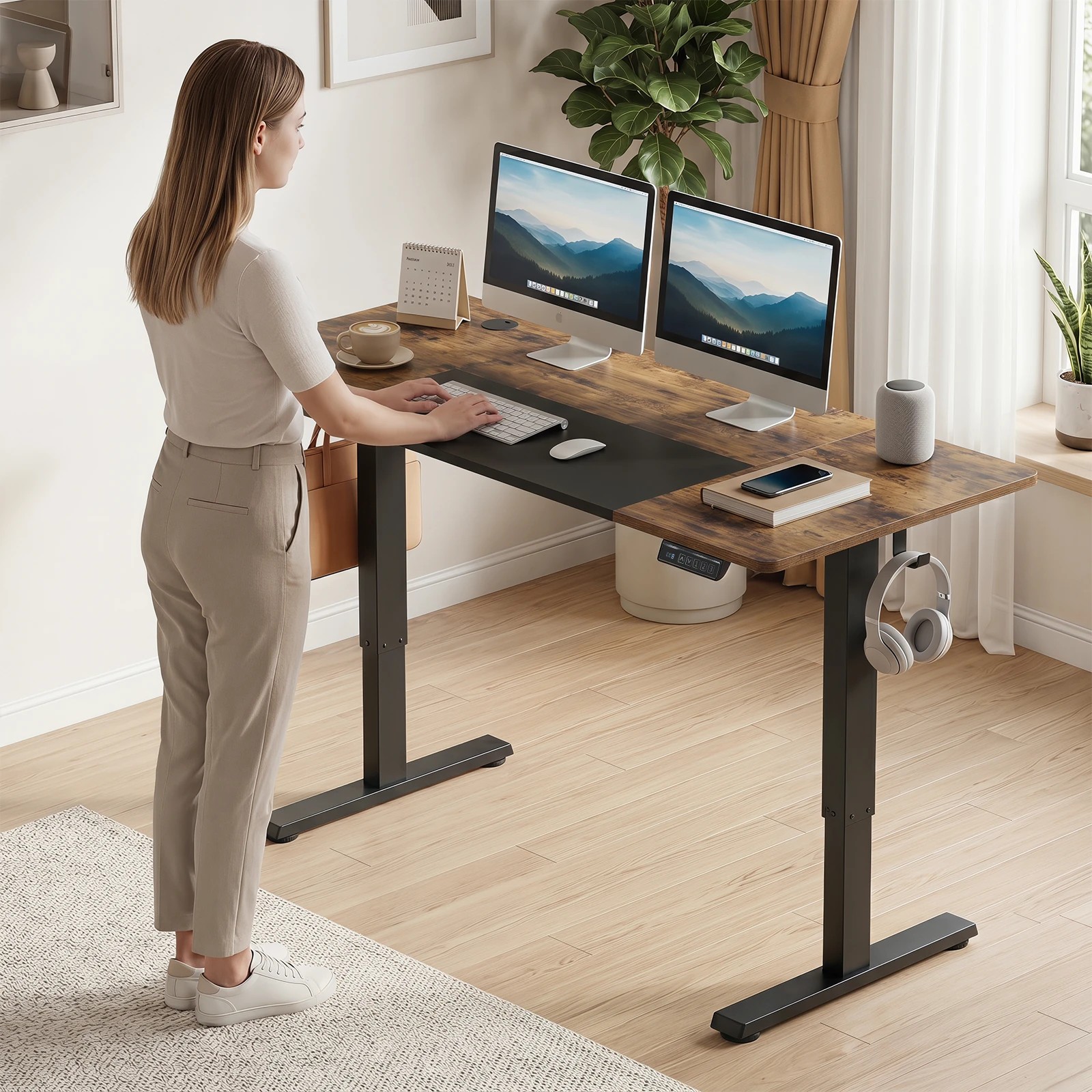 5 Costway 120 x 60cm Electric Standing Desk Height Adjustable Stand Up Desk - Black, 5 of 6