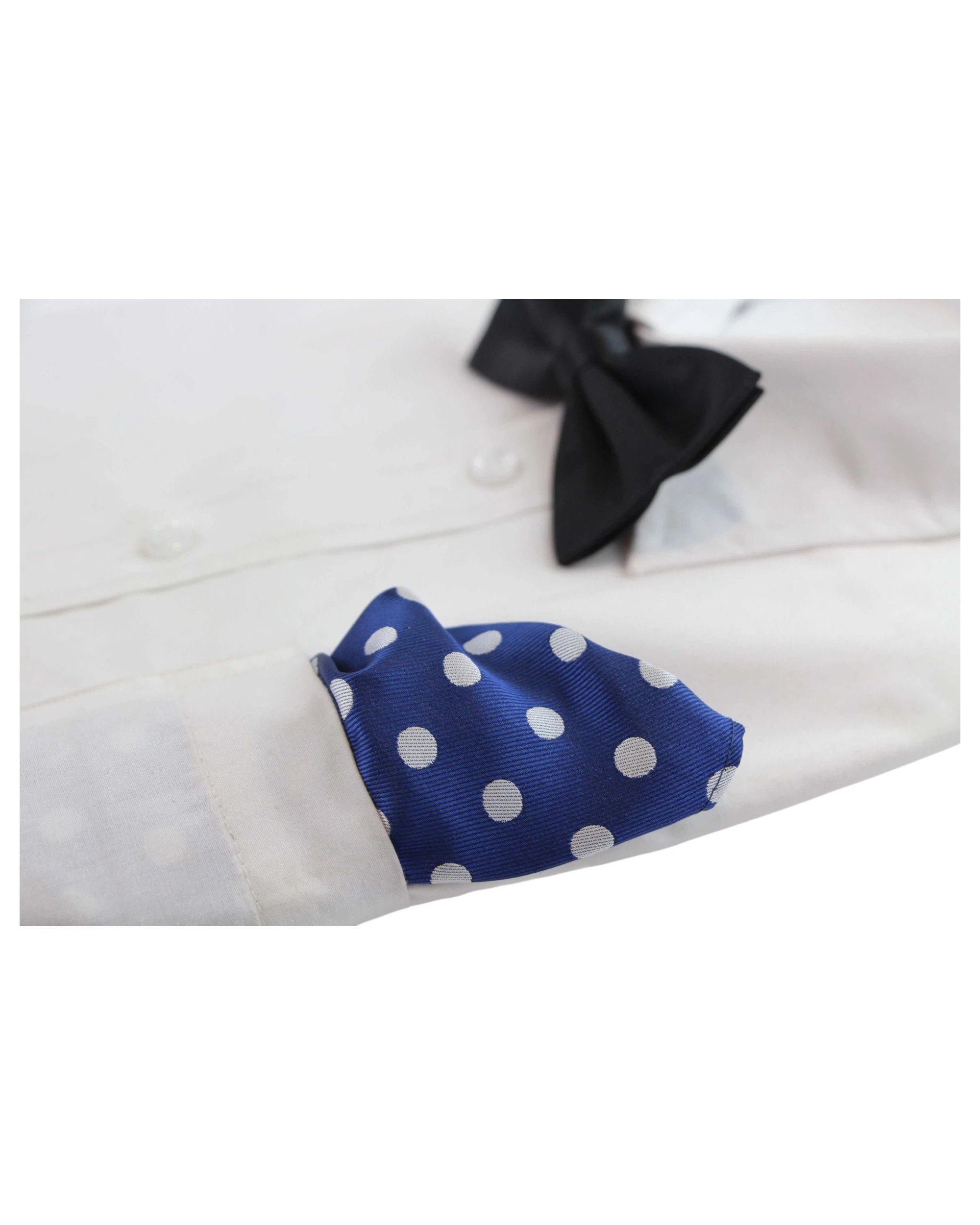 3 Zasel Mens Navy & Silver Large Polka Dot Silk Pocket Square - Multi - Multi, 3 of 3