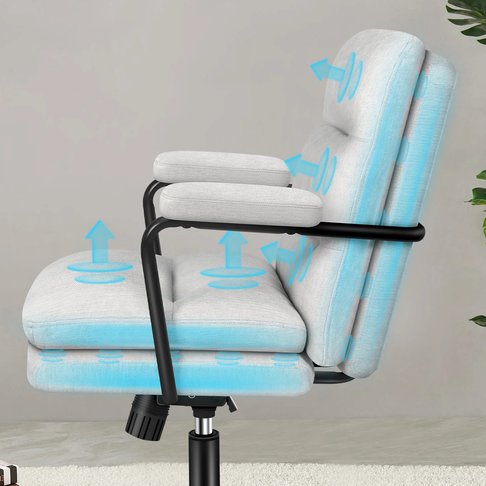 3 Alfordson Office Chair Ergonomic Executive Computer Work Seat Chenille - Grey, 3 of 10