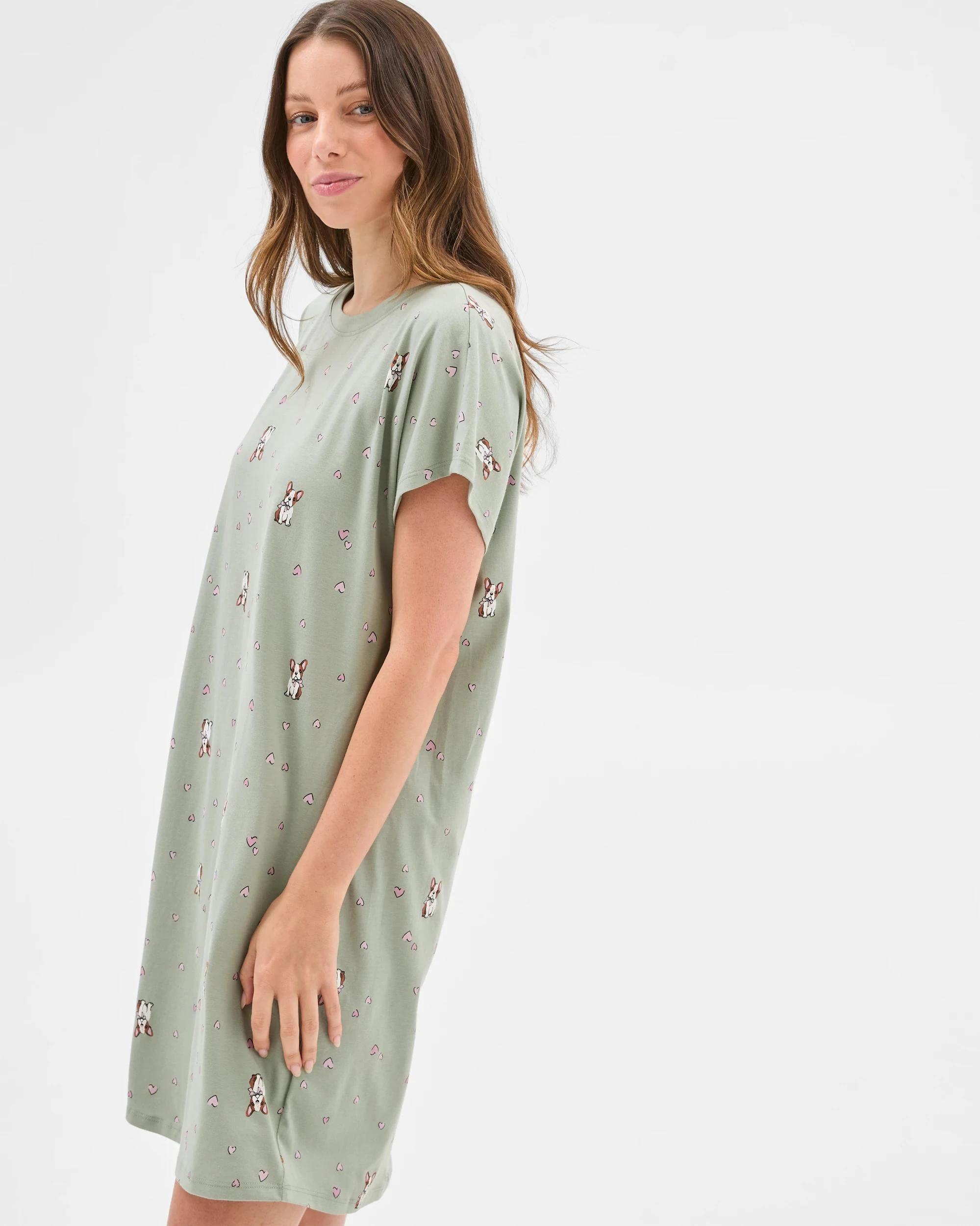 4 Target Australian Cotton T-Shirt Nightie GREEN DOG, 4 of 6