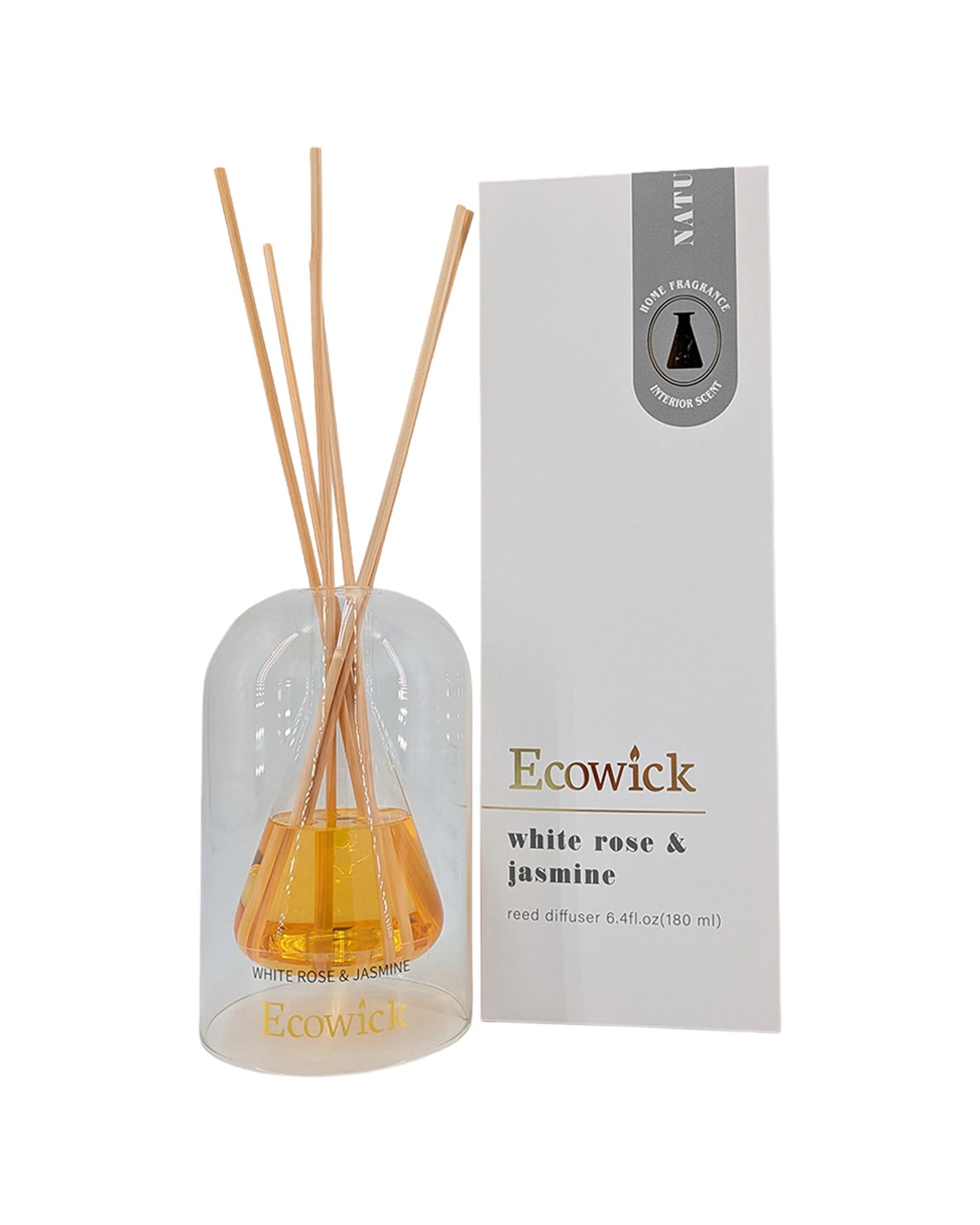 1 Wick2Ware Reed Diffuser Lantern Bottle 180ml Rose & Jasmine Scented Home Fragrance - Yellow, 1 of 1