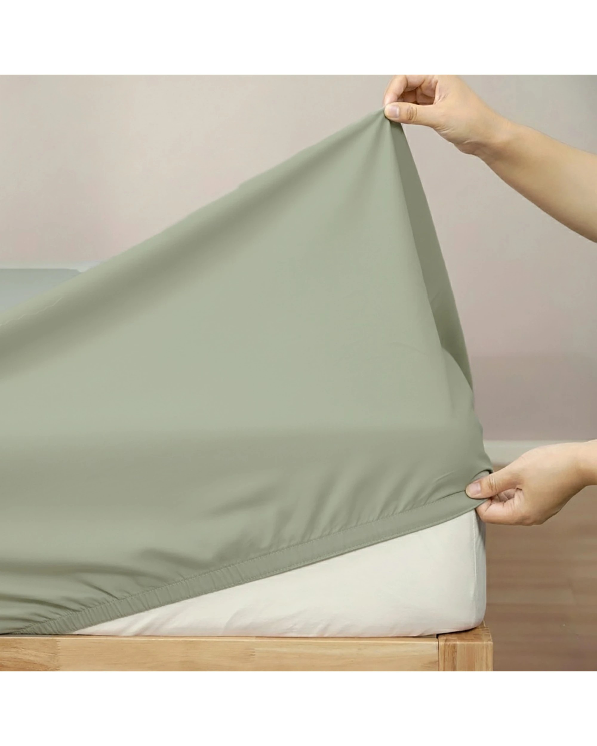 2 KG Linen 400TC Egyptian Cotton Sheet Set With Pillowcases Long-Staple Sateen - Single Bed - Green, 2 of 6