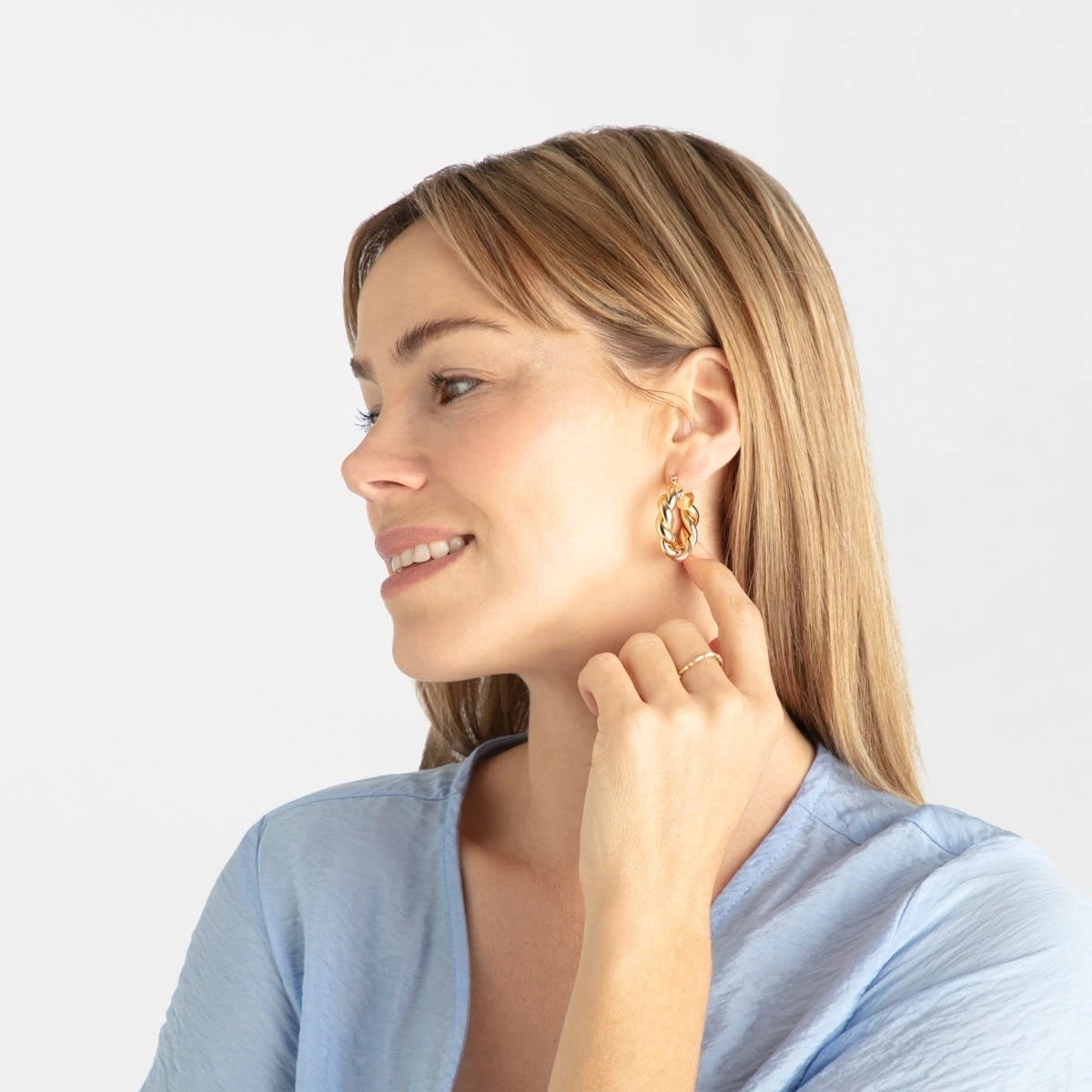 4 Twist Hoop Earrings - Gold Tone, 4 of 5