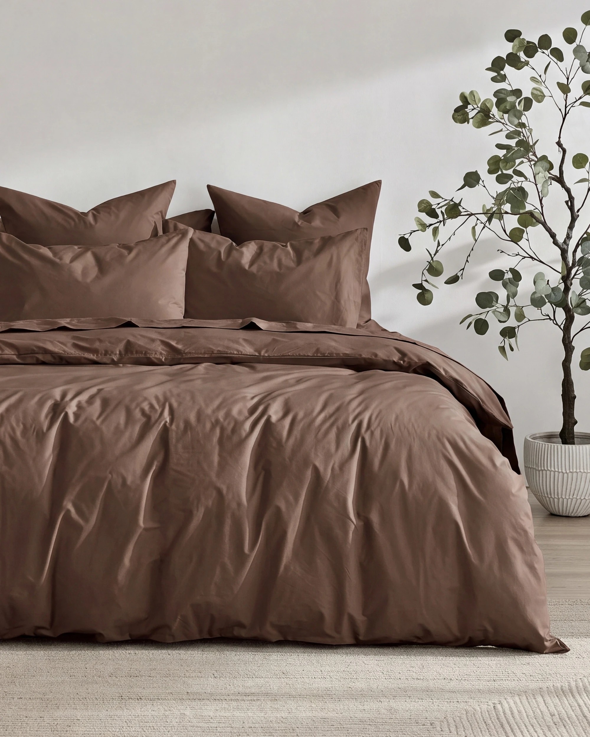 1 Dreamaker 300TC Cotton Percale Quilt Cover Set - Super King Bed - Chocolate, 1 of 5