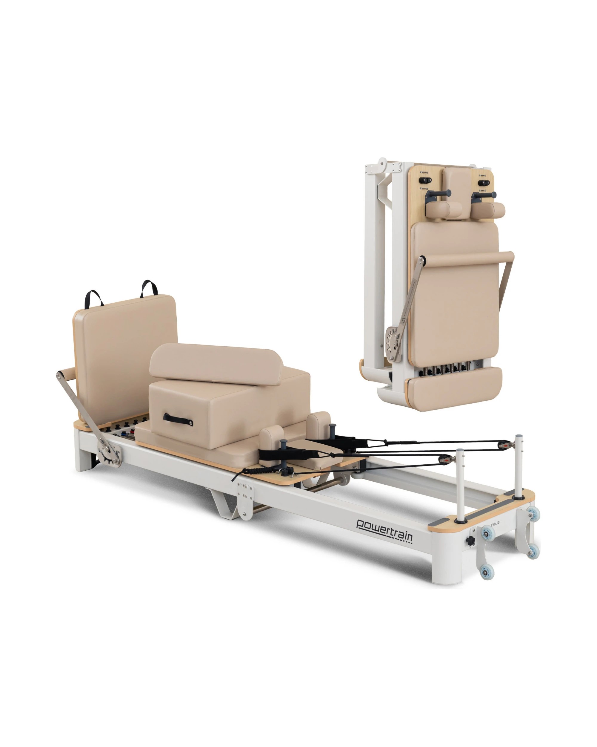 1 Powertrain Velora Pilates Reformer Machine Aluminium Foldable Multifunctional Home Gym Equipment Exercise Trainer Beige, 1 of 9