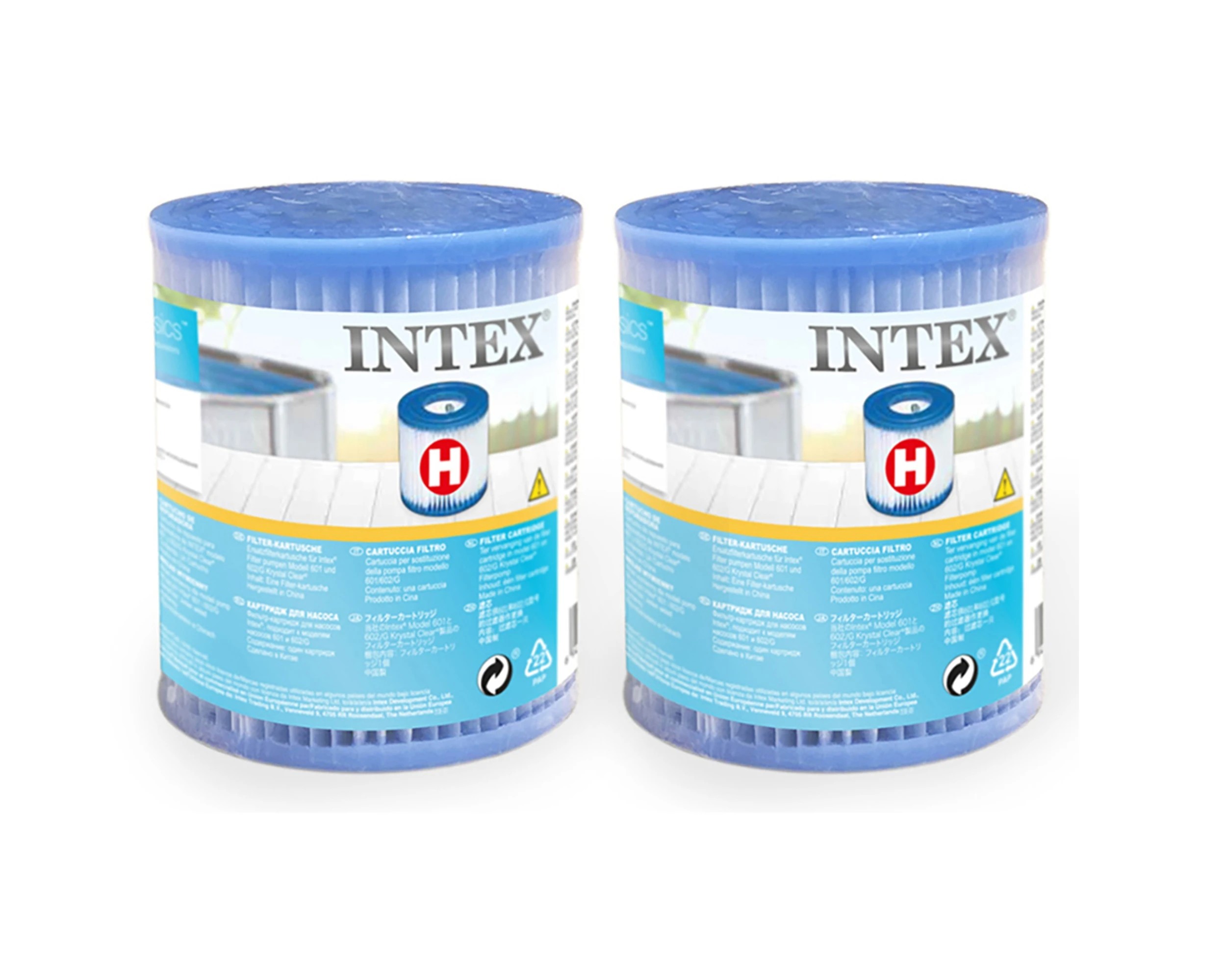 1 Intex Filter Cartridge H 2 Pack Pool Filter Cartridges Dacron Filter Replacement - Blue, 1 of 3