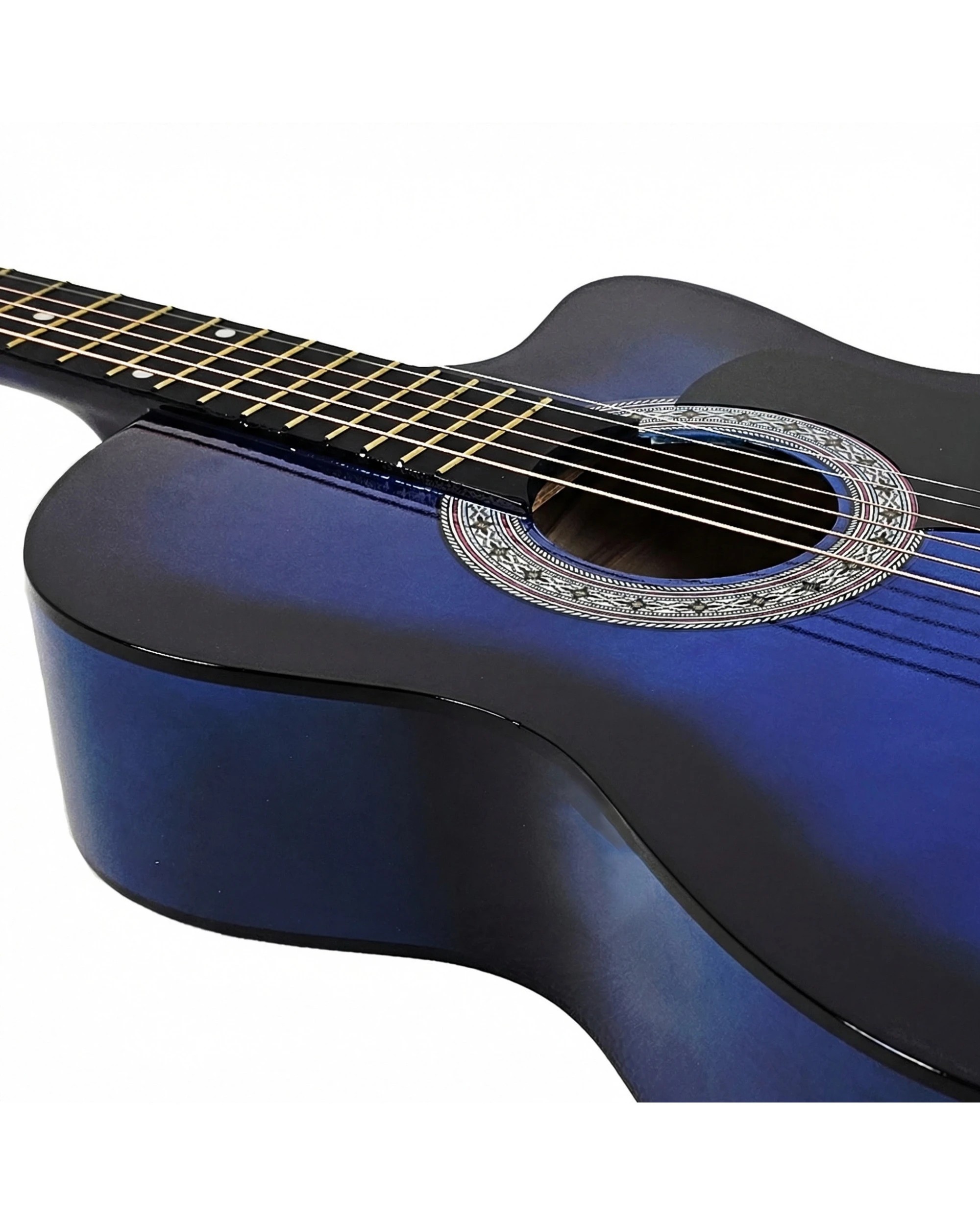 9 Karrera 38in Cutaway Acoustic Guitar with Guitar Bag in Blue Burst - Blue, 9 of 10