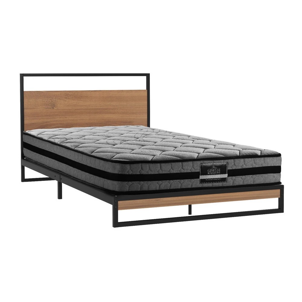 1 Artiss  Metal Bed Frame Single Size Beds Platform with Mattress - Multi, 1 of 7