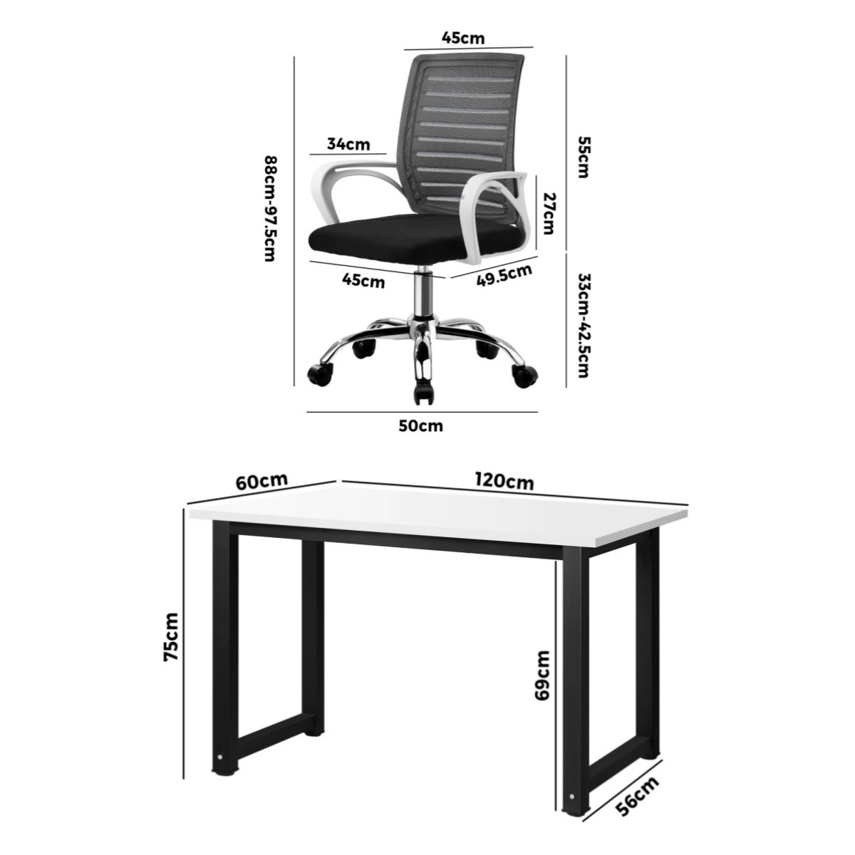 2 Oikiture Home Office Desk and Chair Set - Multi, 2 of 8