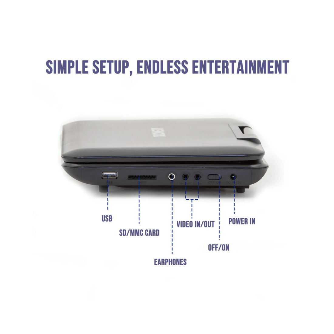 3 Lenoxx 10.1&quot; Portable DVD Player w/ 270-Degrees Swivel-Screen &amp; Rechargeable, 3 of 7