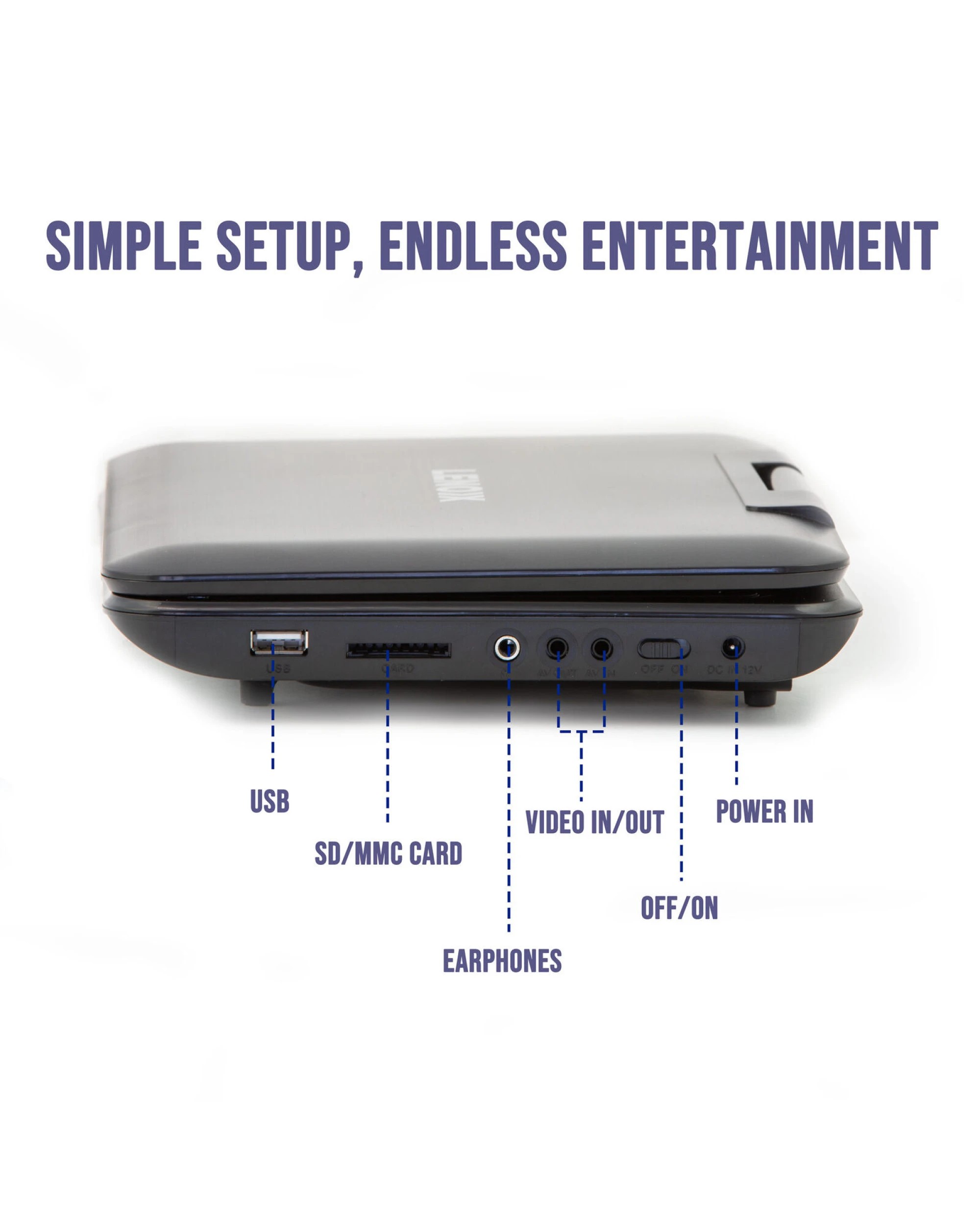 3 Lenoxx 10.1" Portable Dvd Player W/ 270-degrees Swivel-screen & Rechargeable, 3 of 7