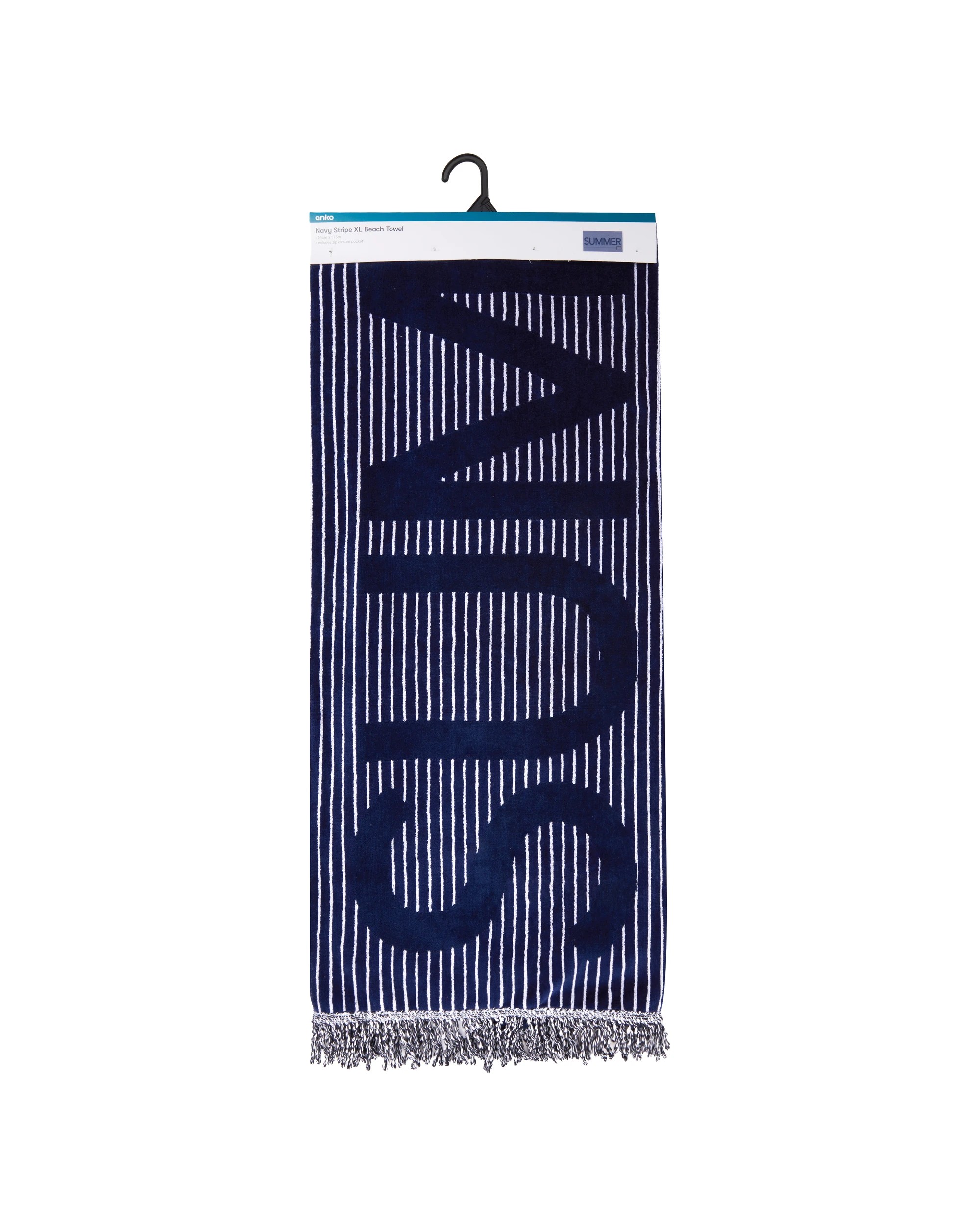 6 Cotton Stripe Extra Large Beach Towel - Navy, 6 of 6