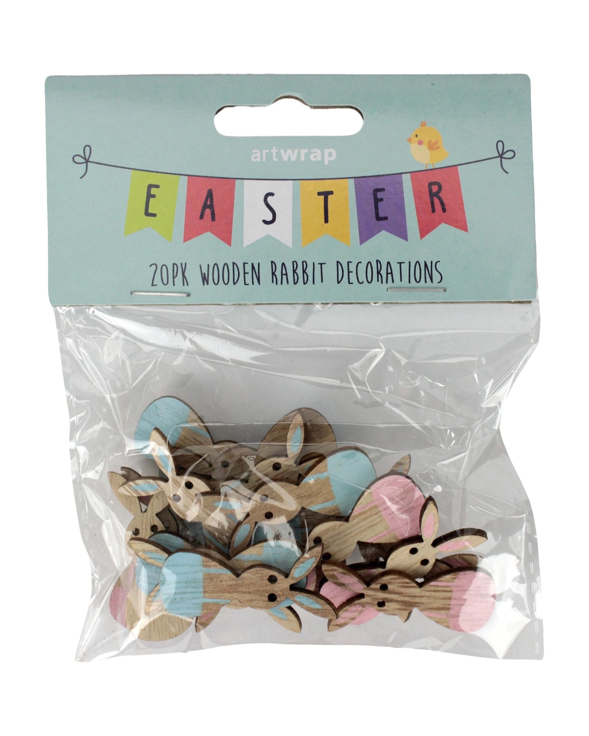 2 Design Group Pastel Bunny Rabbit Wooden Confetti Decorations Pack of 20, 2 of 2
