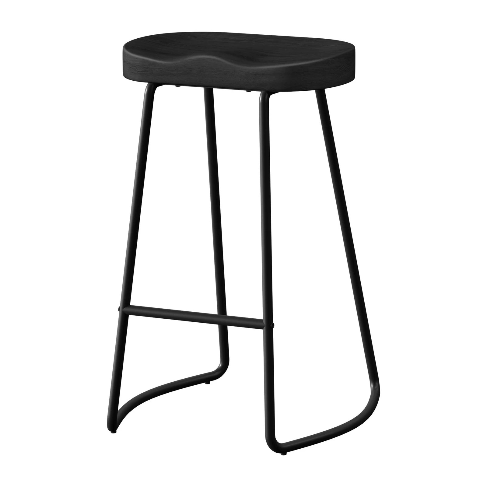 7 Alfordson 4x Bar Stools 75cm Tractor Kitchen Wooden Vintage Chair - Black, 7 of 9