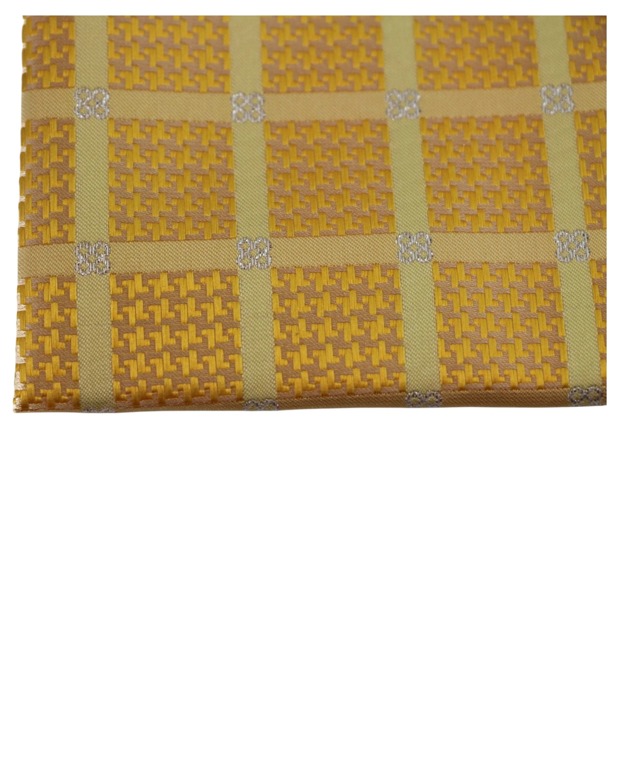 2 Zasel Mens Yellow & Silver Cube Silk Pocket Square - Multi - Multi, 2 of 5