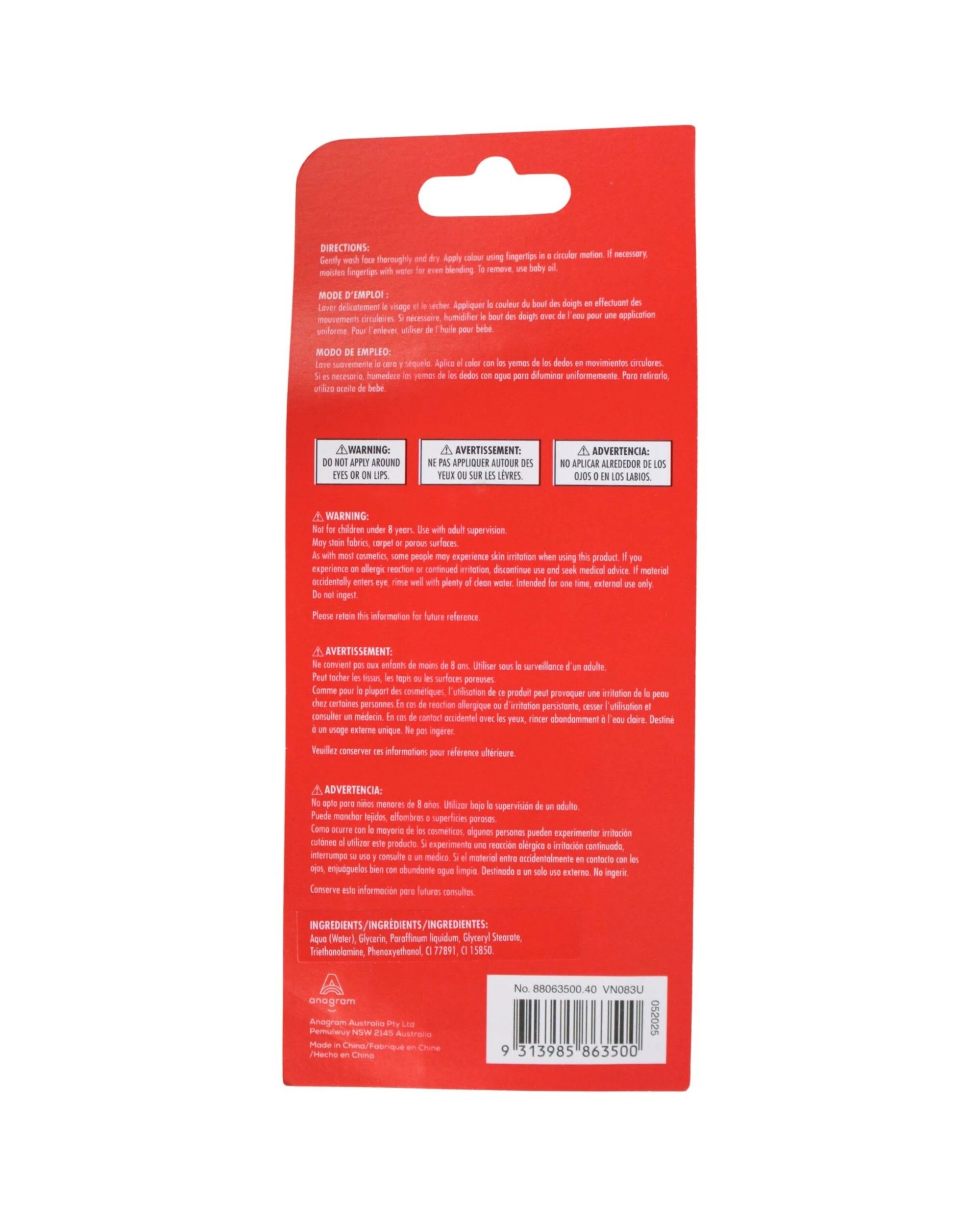 3 Anagram Body Paint Tube 30ml - ONE SIZE - Red, 3 of 3