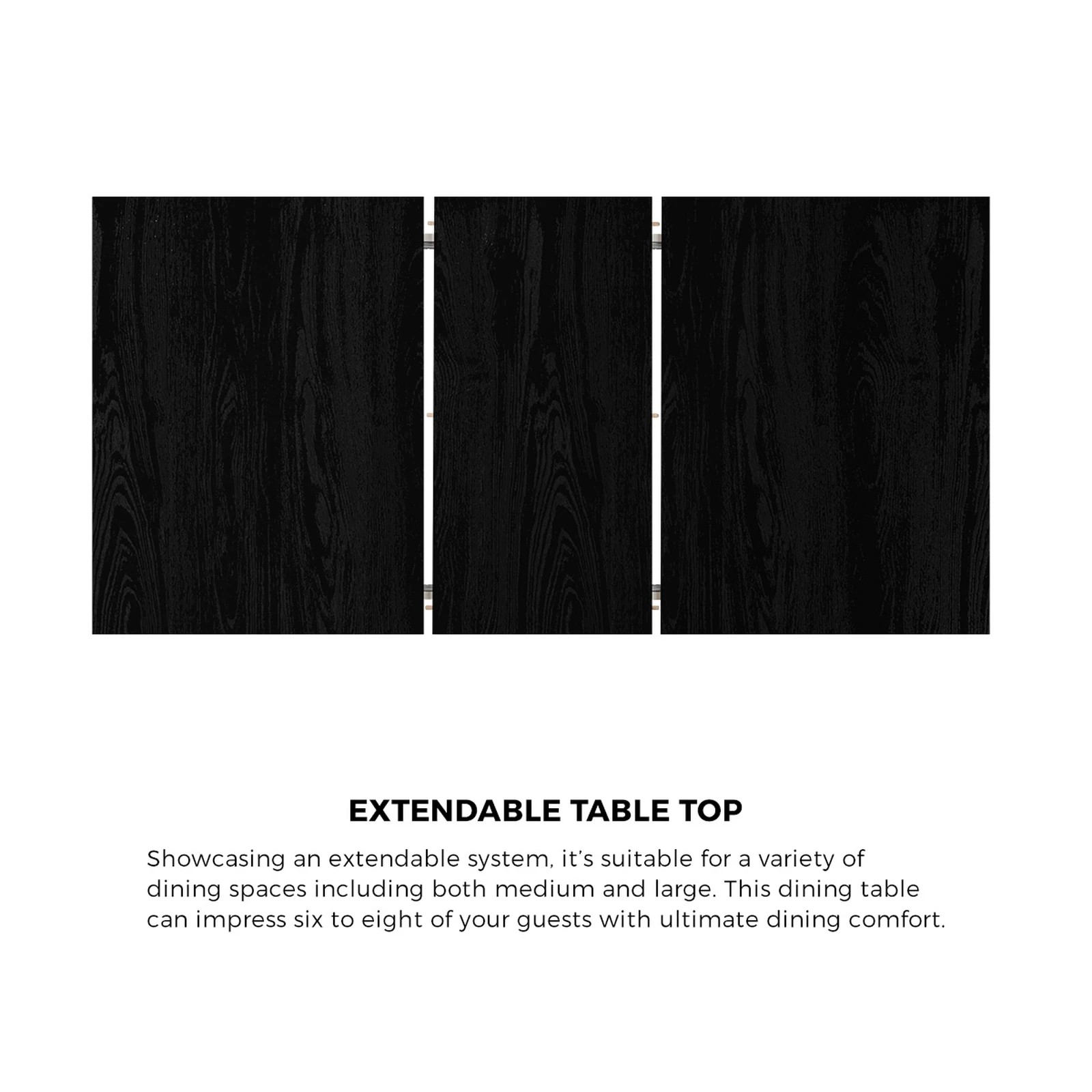 4 Oikiture 160cm Extendable Dining Table with 4x Hans Wegner Dining Chairs - Black, 4 of 9