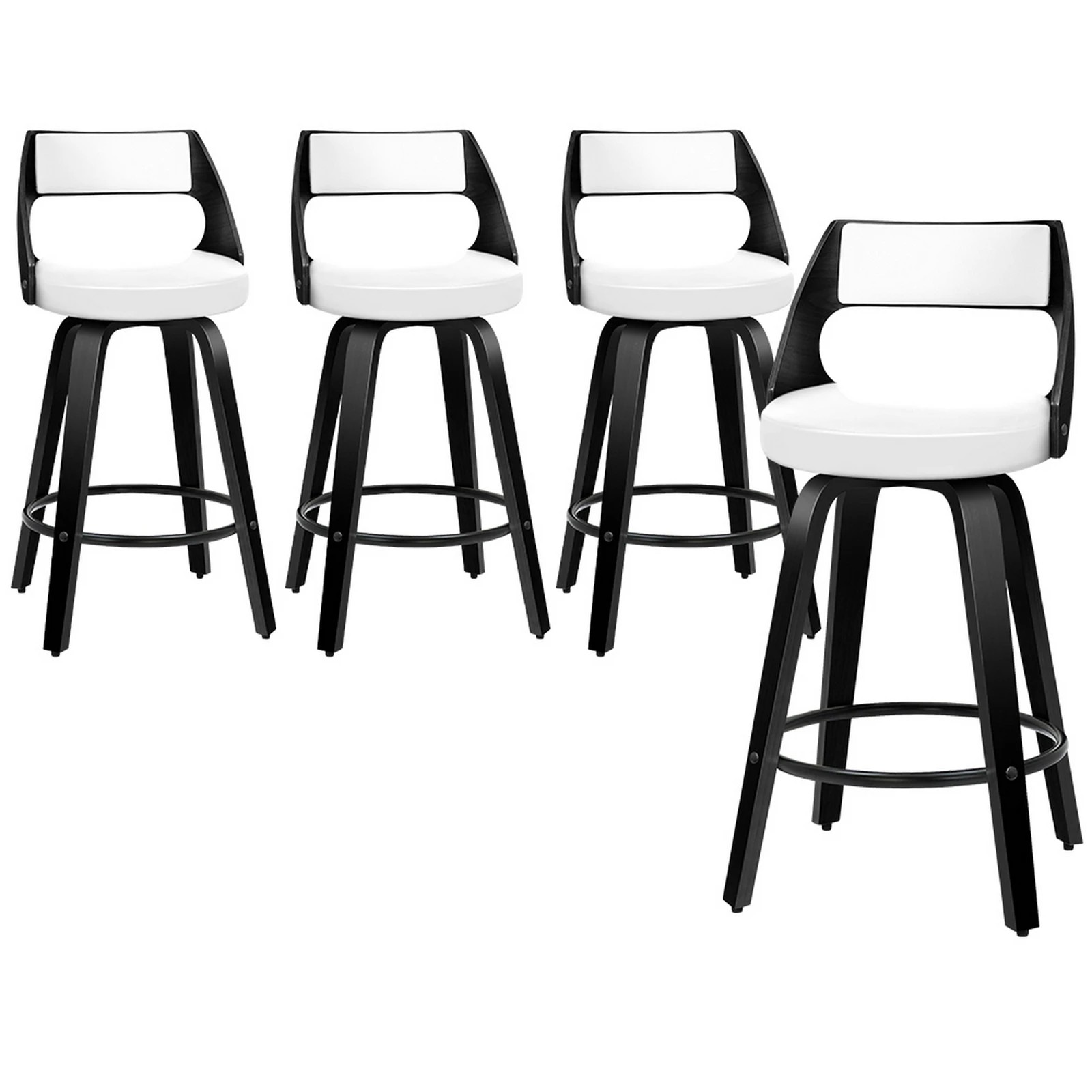 1 Alfordson 4x Swivel Bar Stools Eden Kitchen Wooden Dining Chair - White, 1 of 10