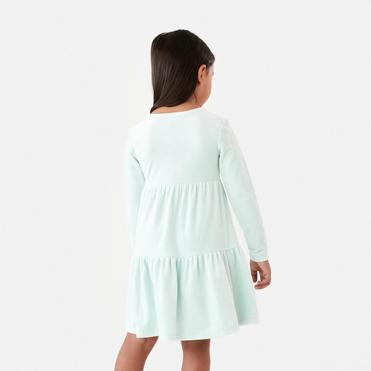 2 Long Sleeve Velour Tier Dress Butterfly, 2 of 9