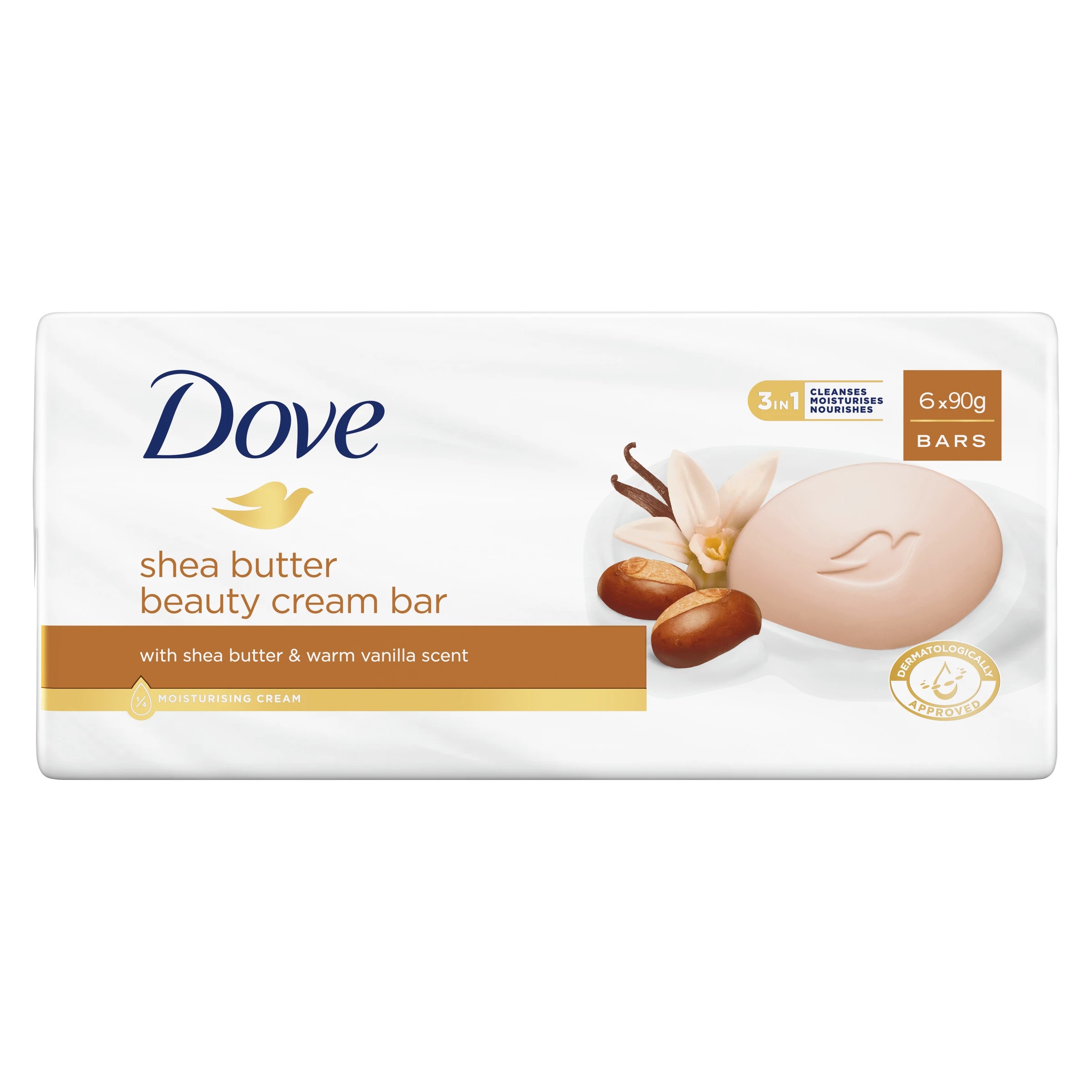 1 Dove 6 Pack Shea Butter Beauty Cream Bar 90g, 1 of 8