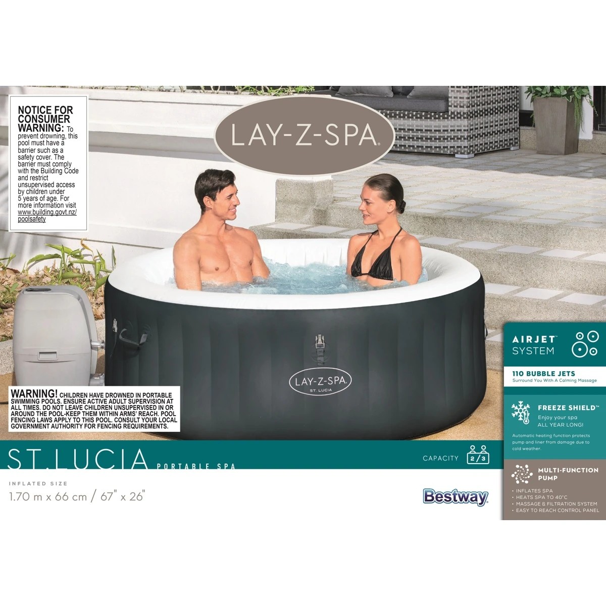 8 Bestway Lay-Z-Spa St. Lucia Inflatable Portable Spa, 8 of 8