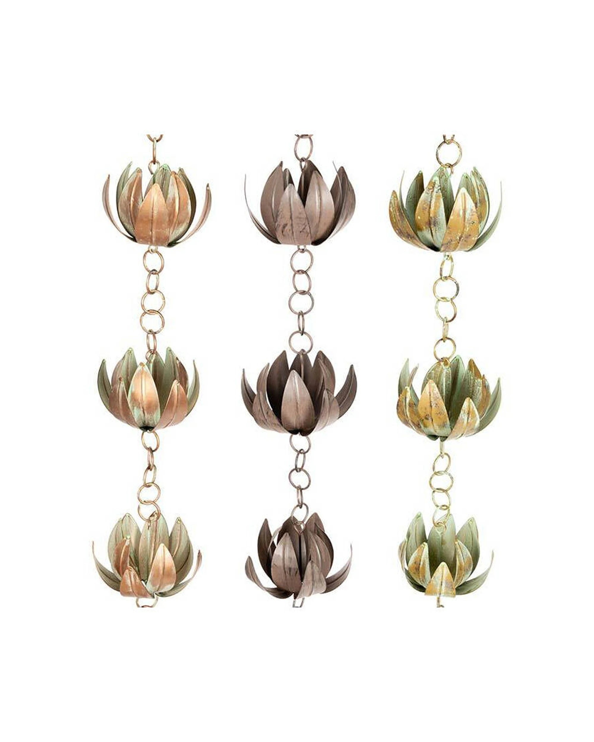 2 Alfresco Home Garden Heavy Duty Rainchain Lotus 8x158cm Garden Outdoor Decor - Multi, 2 of 2