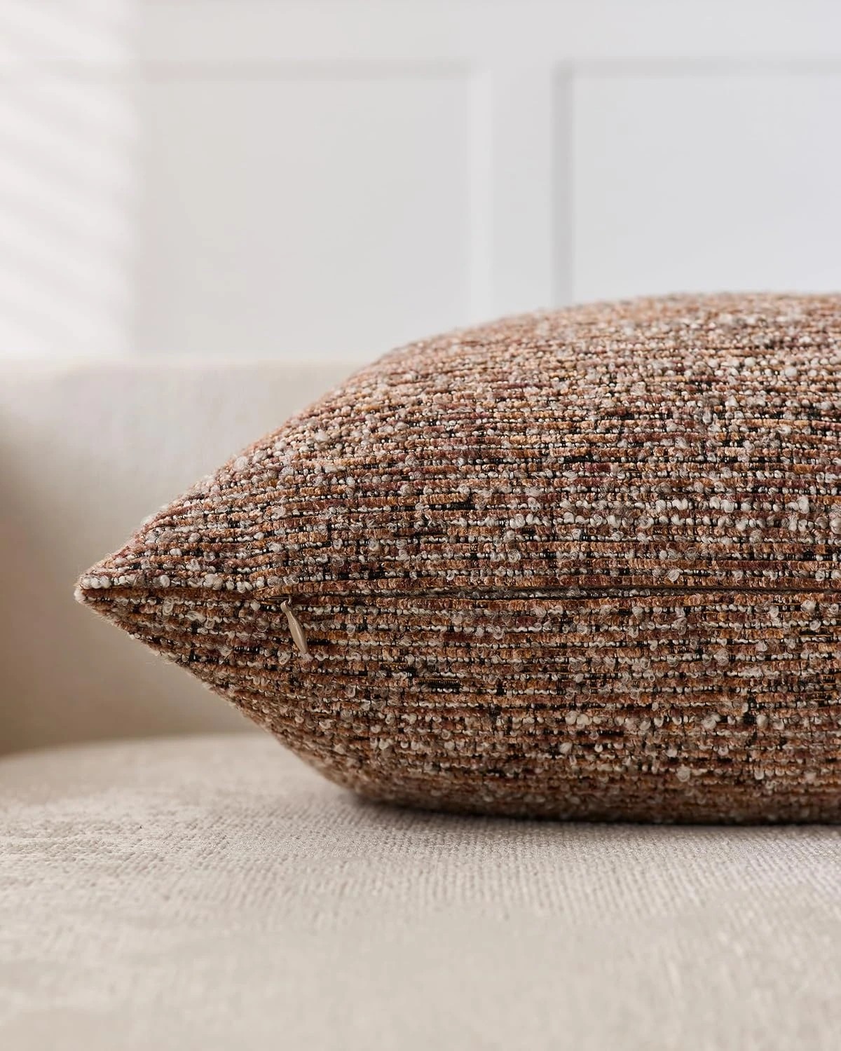 3 Gioia Casa 2-Pack Speckled Bouclé Cushion Covers 45cm x 45cm - Brown, 3 of 3