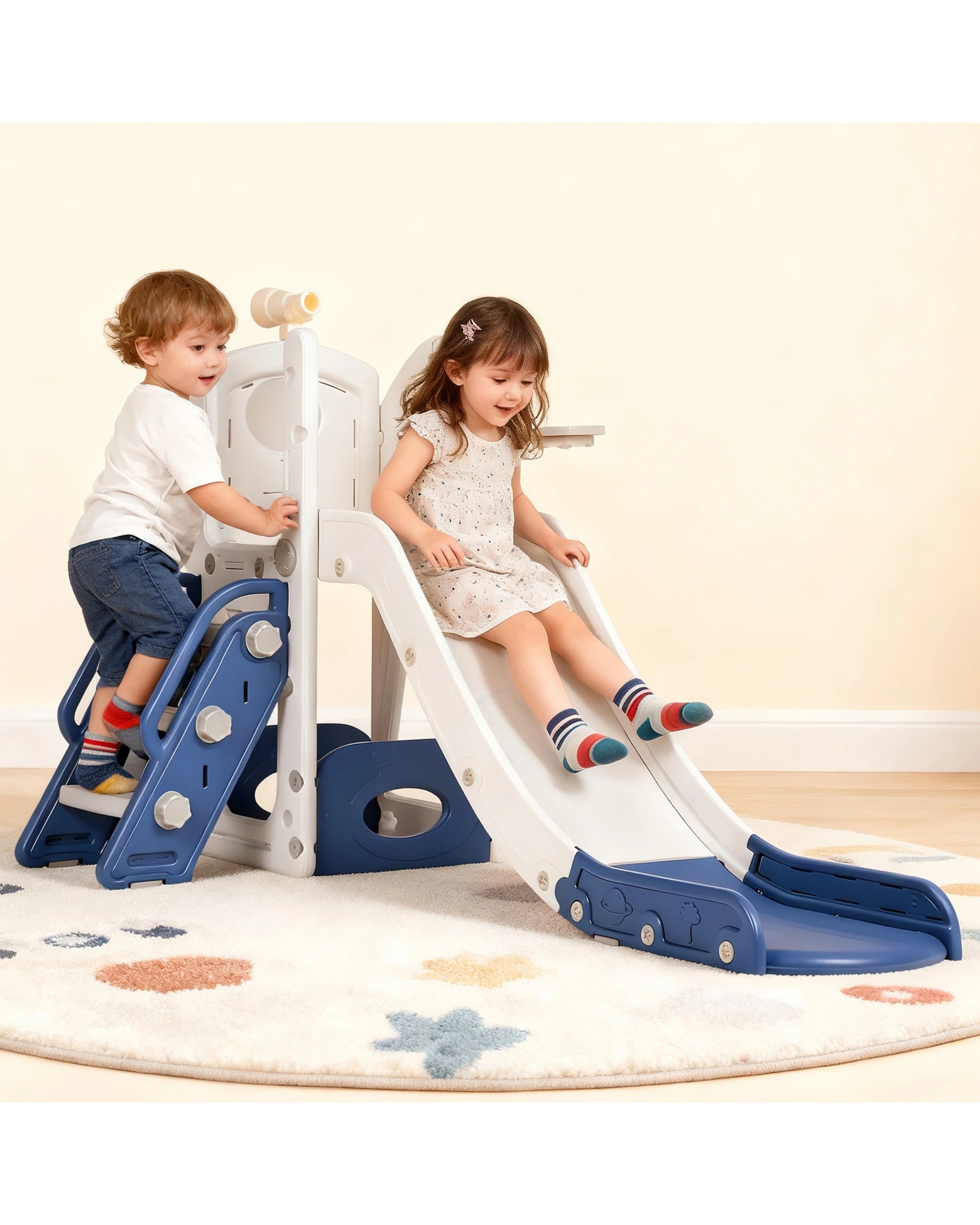 2 6 in 1 Toddler Slide Indoor Baby Slide Kids Playset Outdoor Playground, 2 of 10